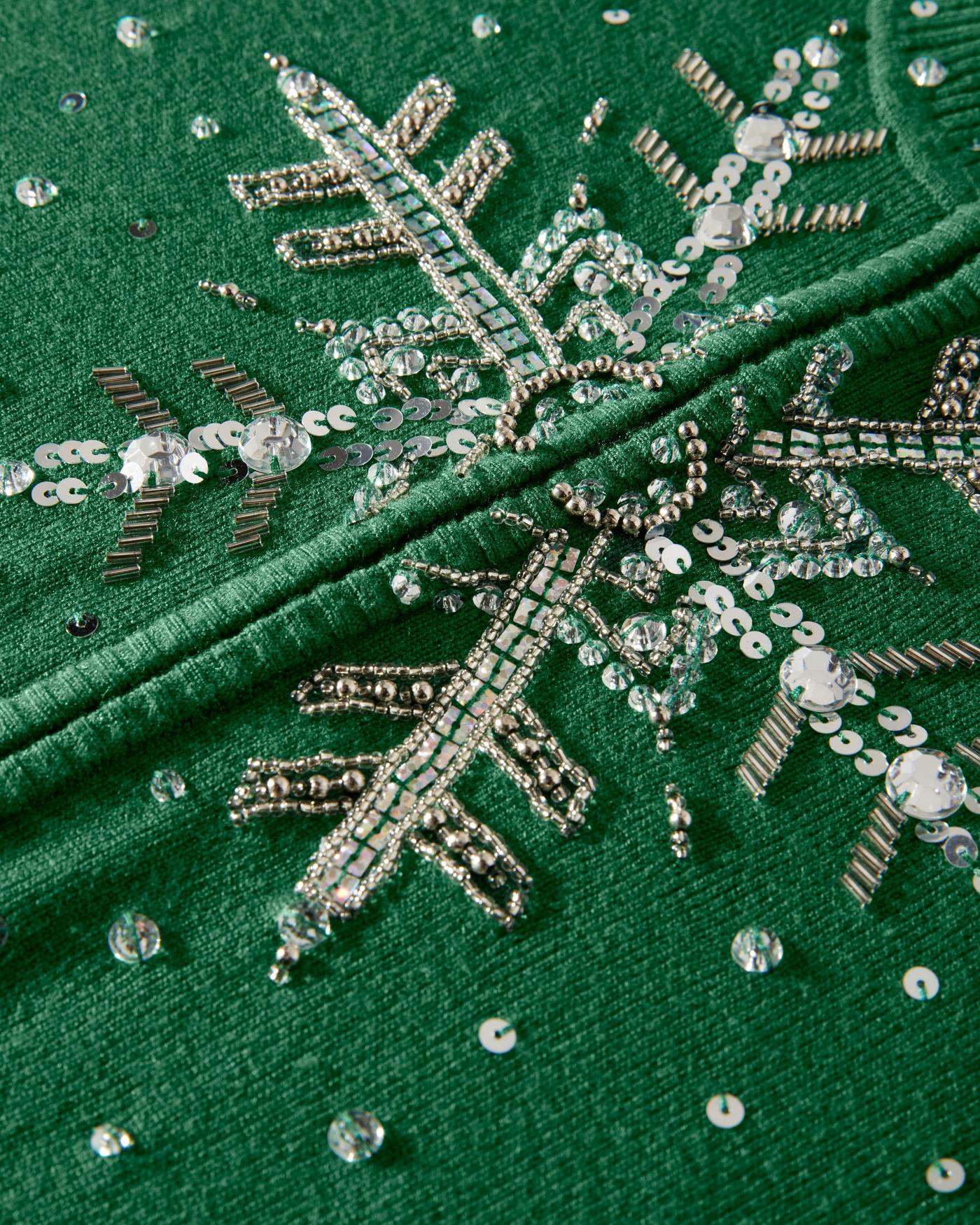 Snowflake Zip Sweater Green/Silver