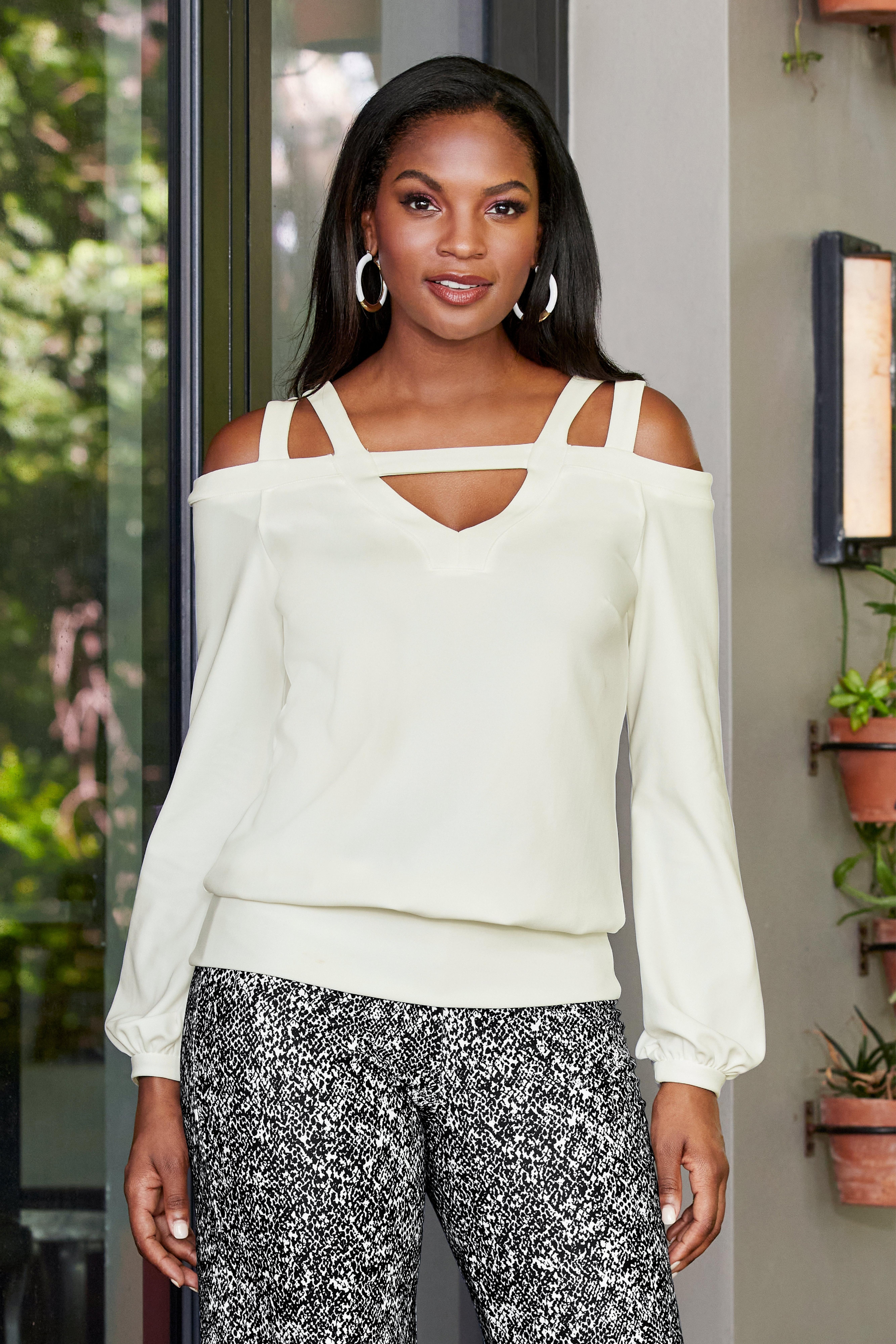 linen cold shoulder top