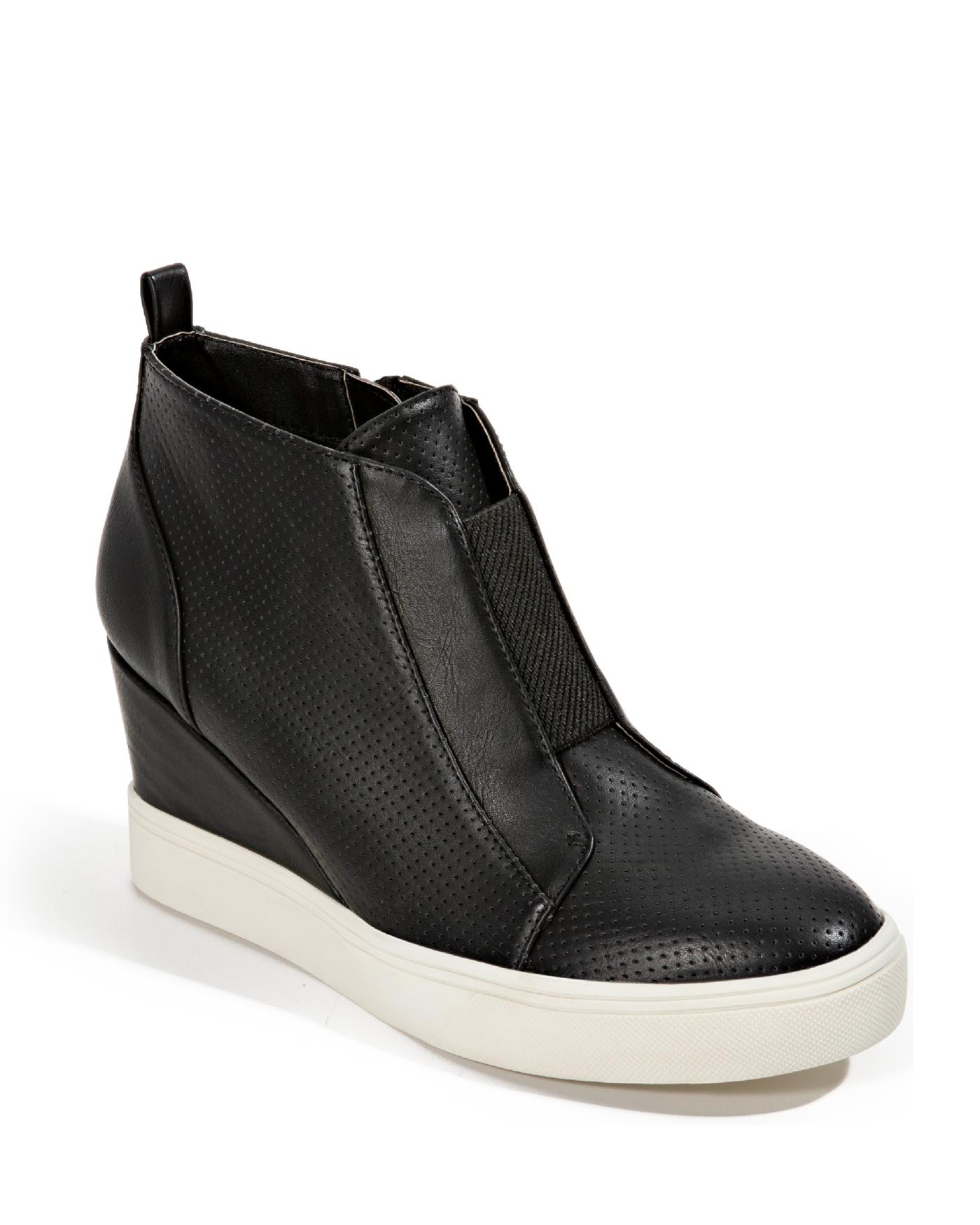 Black leather cheap wedge sneakers