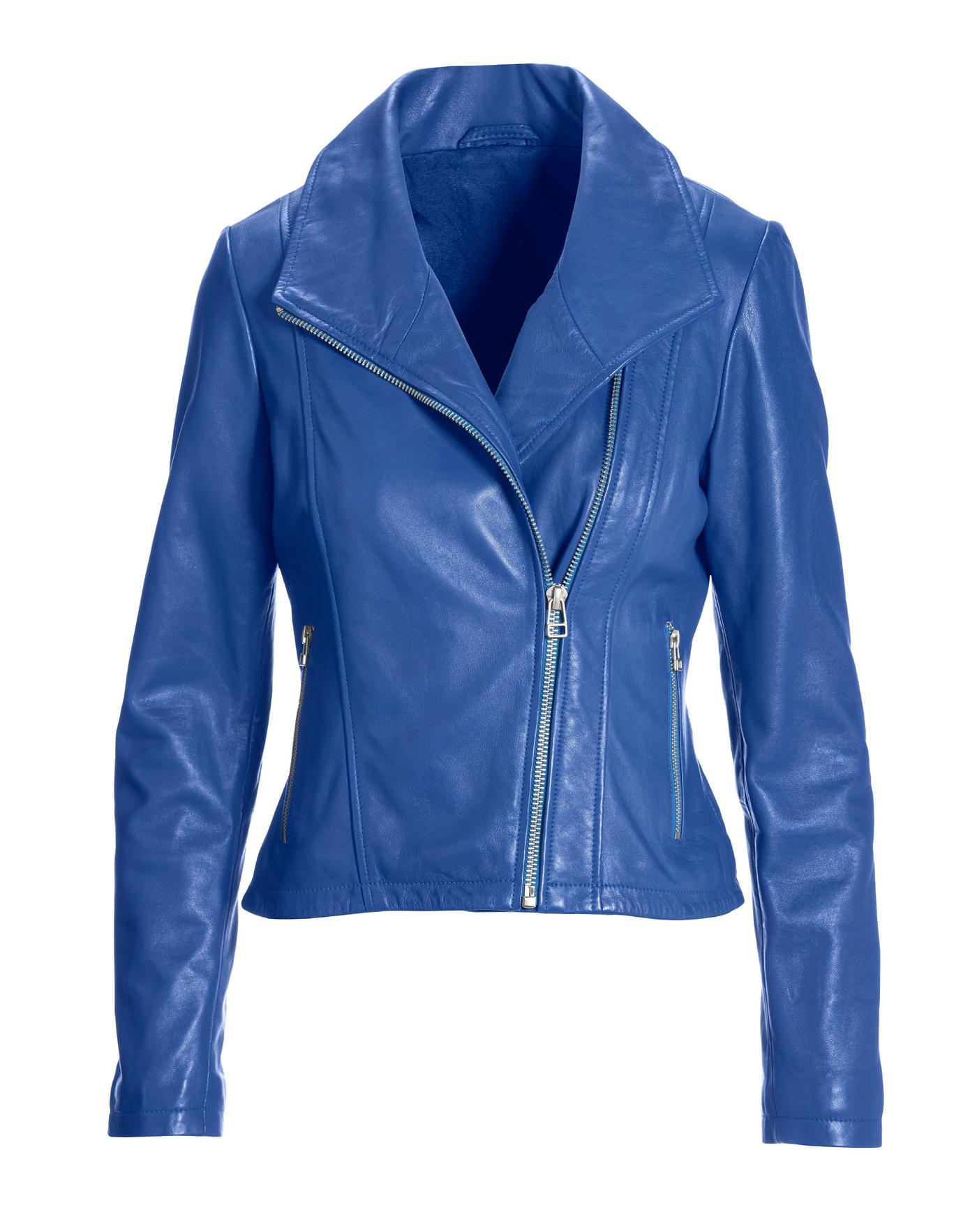 Womens Leather Blue Asphalt Tan Zip up jacket coat lined deals Medium