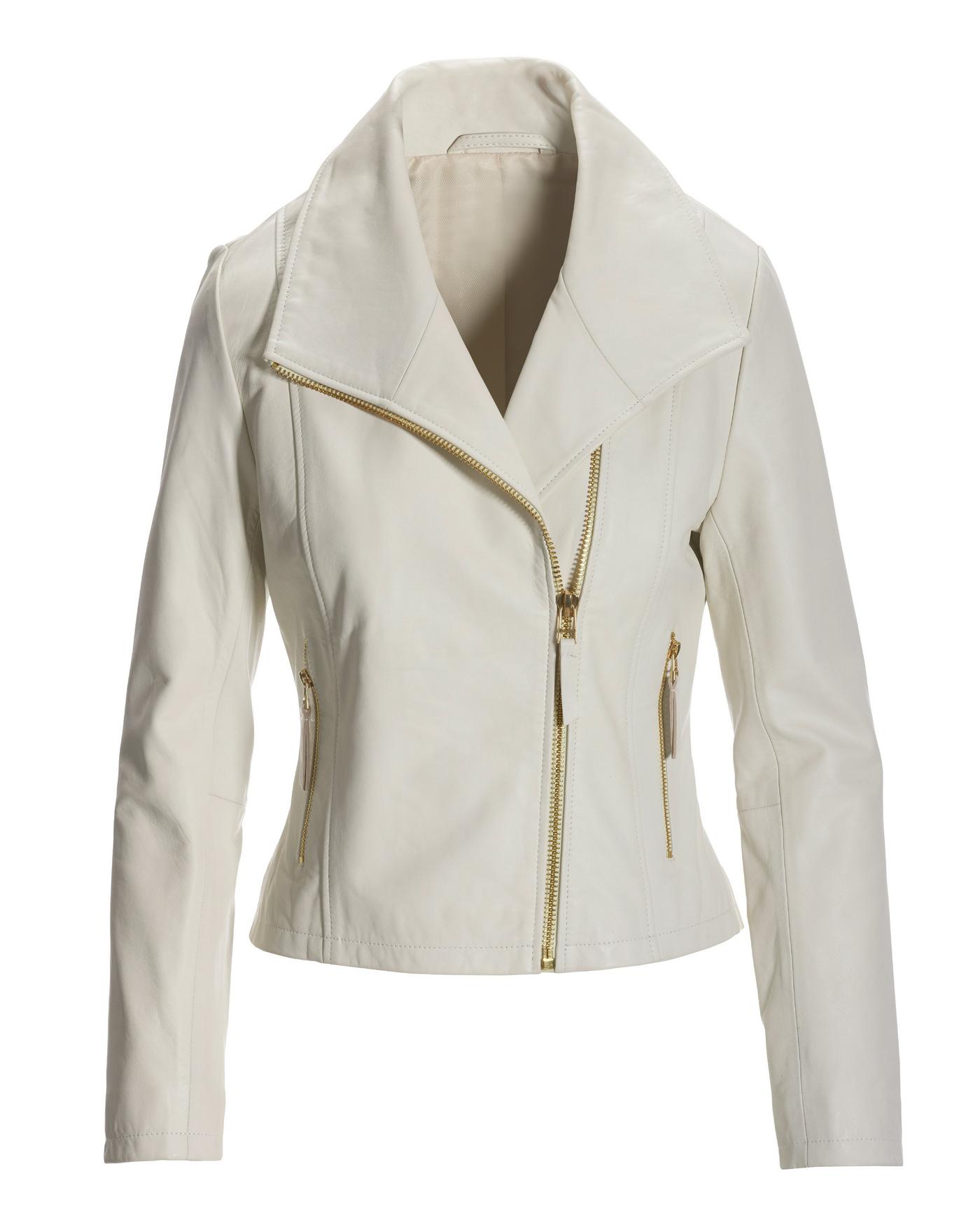 White Zip Off Sleeve Moto Jacket