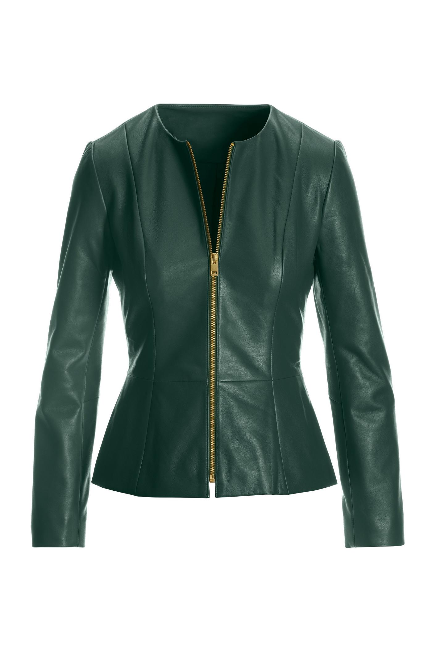 Pretty green leather zip hotsell through jacket