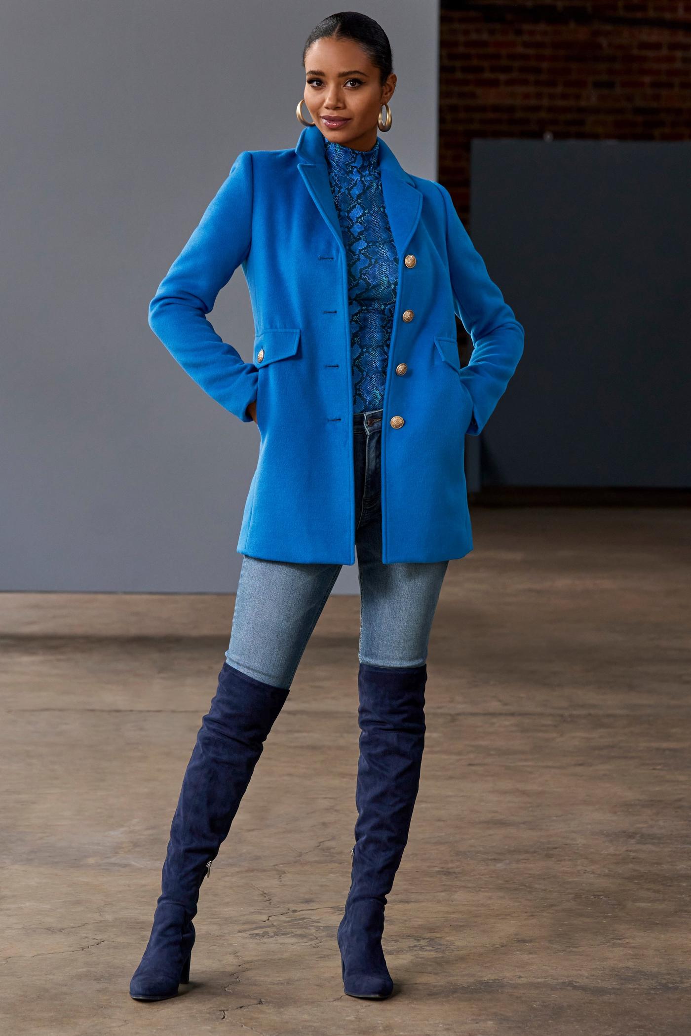 Blue suede cheap knee boots