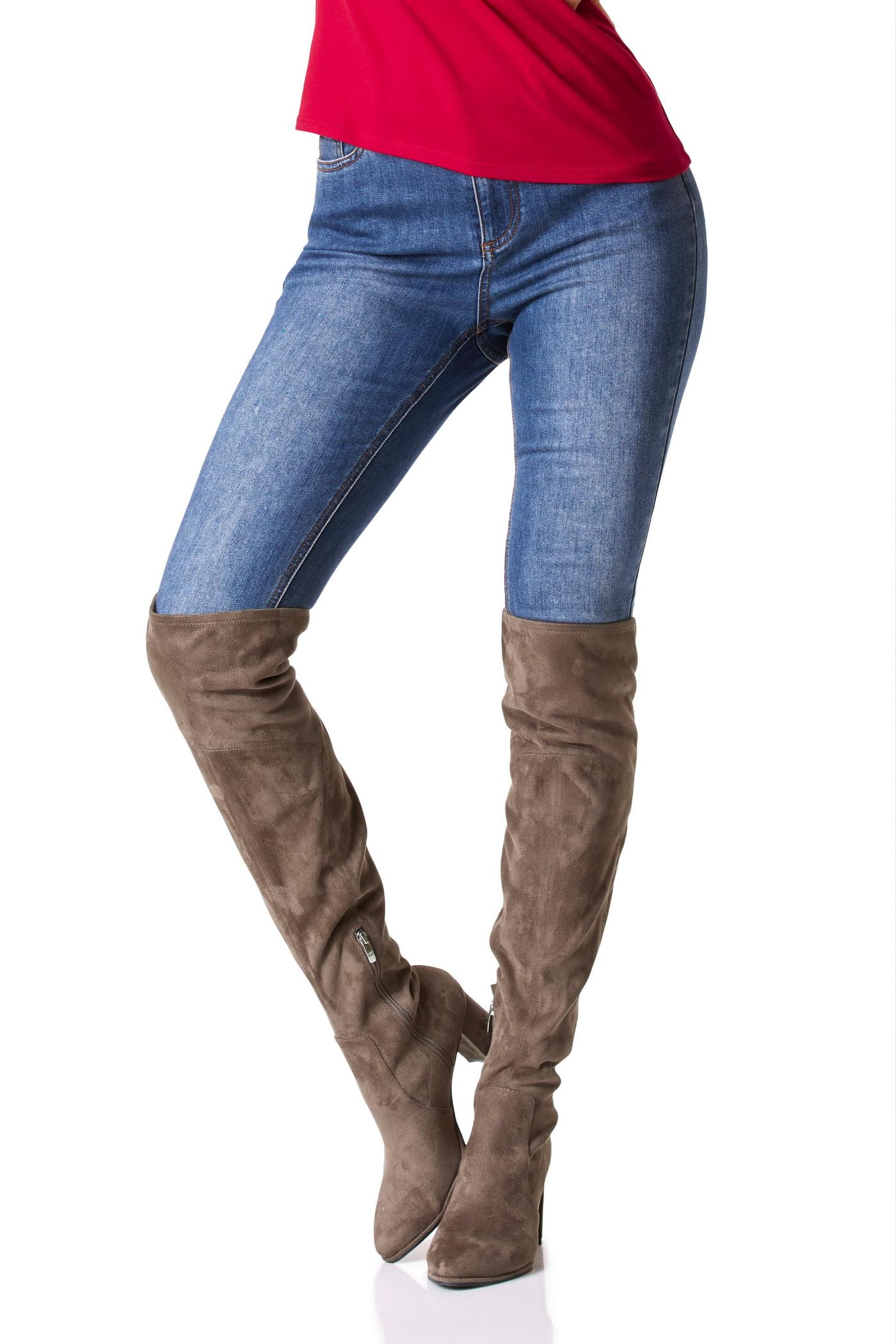 Taupe suede over hot sale the knee boots