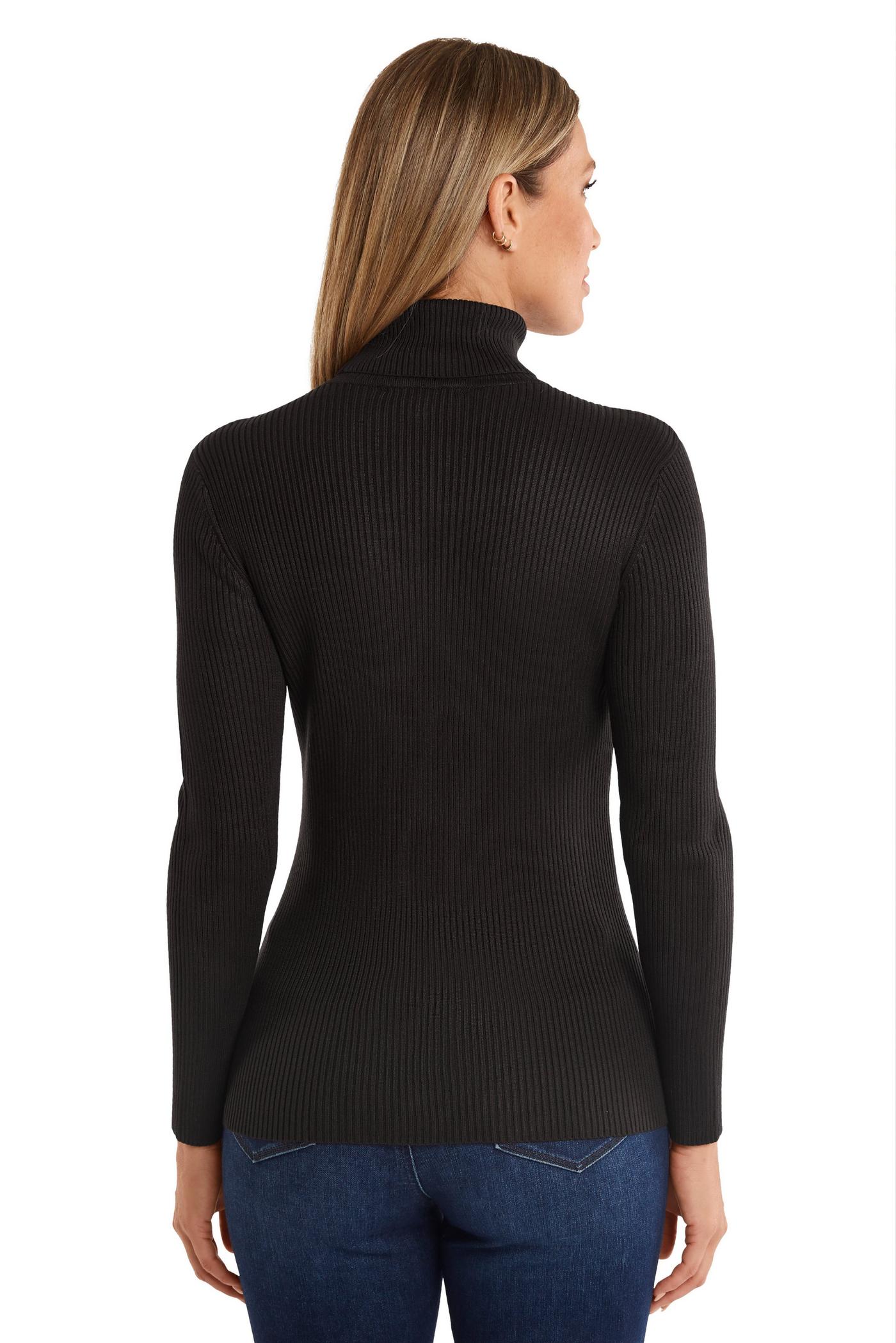 Sherie Black Ribbed Long Sleeve Turtleneck Top