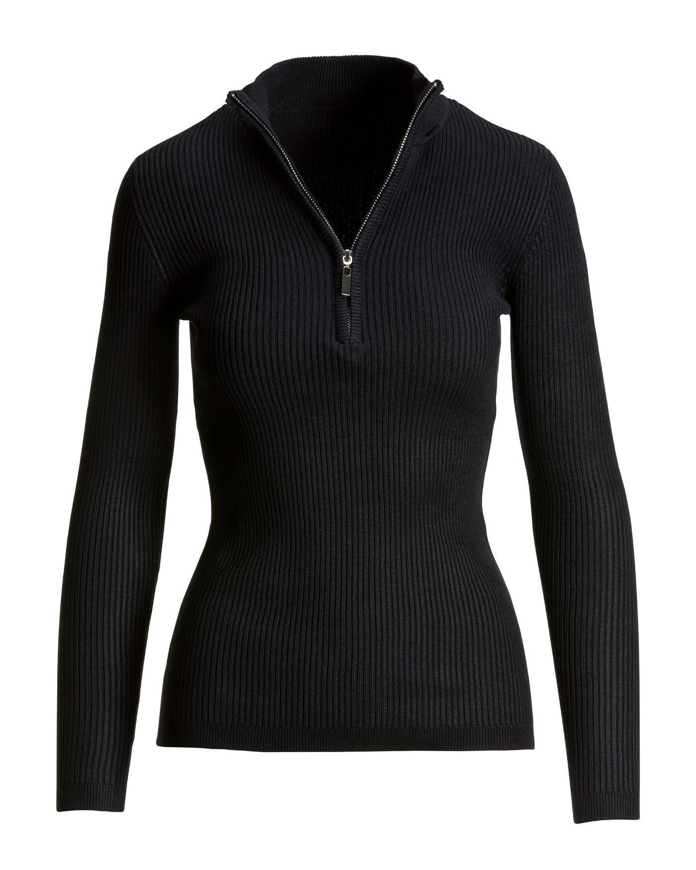 Ribbed half zip sweater women's hot sale