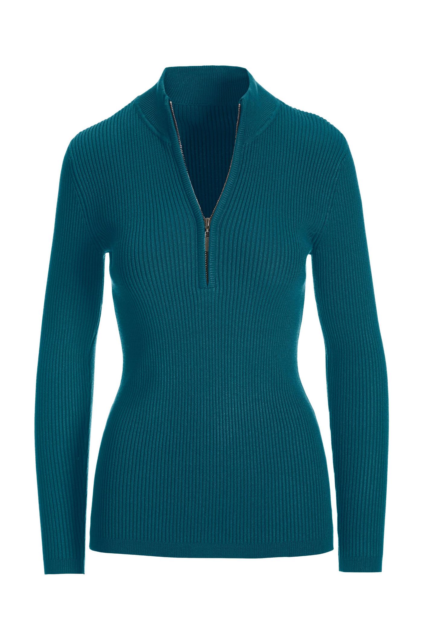 Ribbed Half Zip Up Sweater Seaport Blue