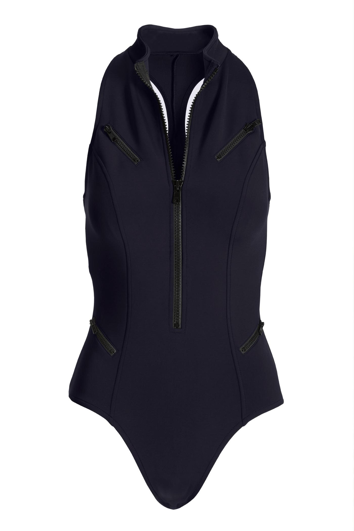 Black Scuba Zip Up Bikini Top