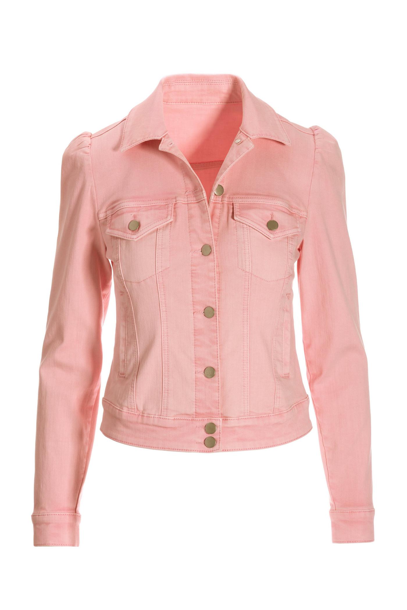 Pink puff best sale sleeve denim jacket