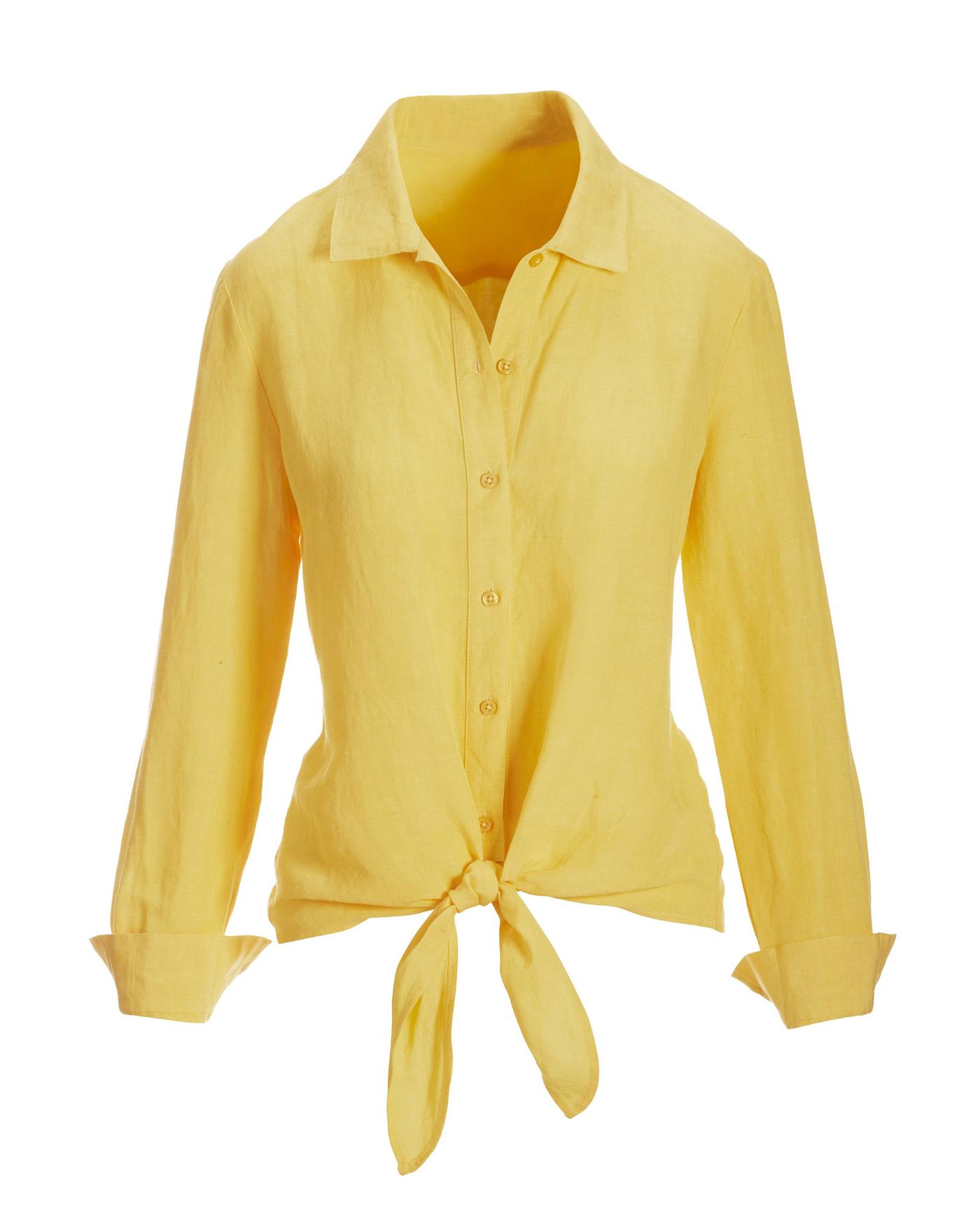 Yellow tie best sale up shirt