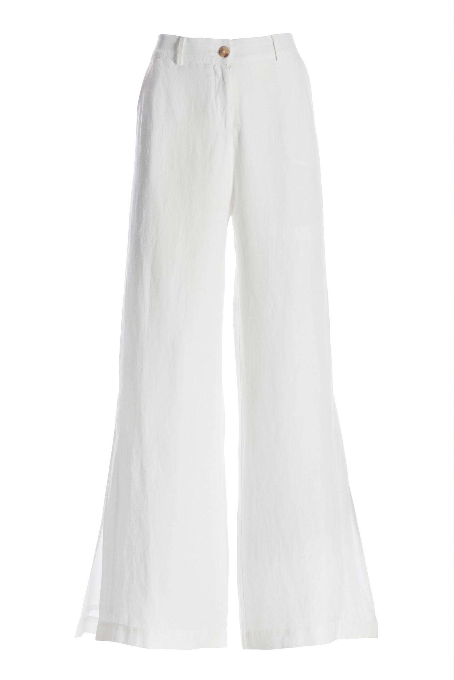 Linen Side Slit Pant - White | Boston Proper