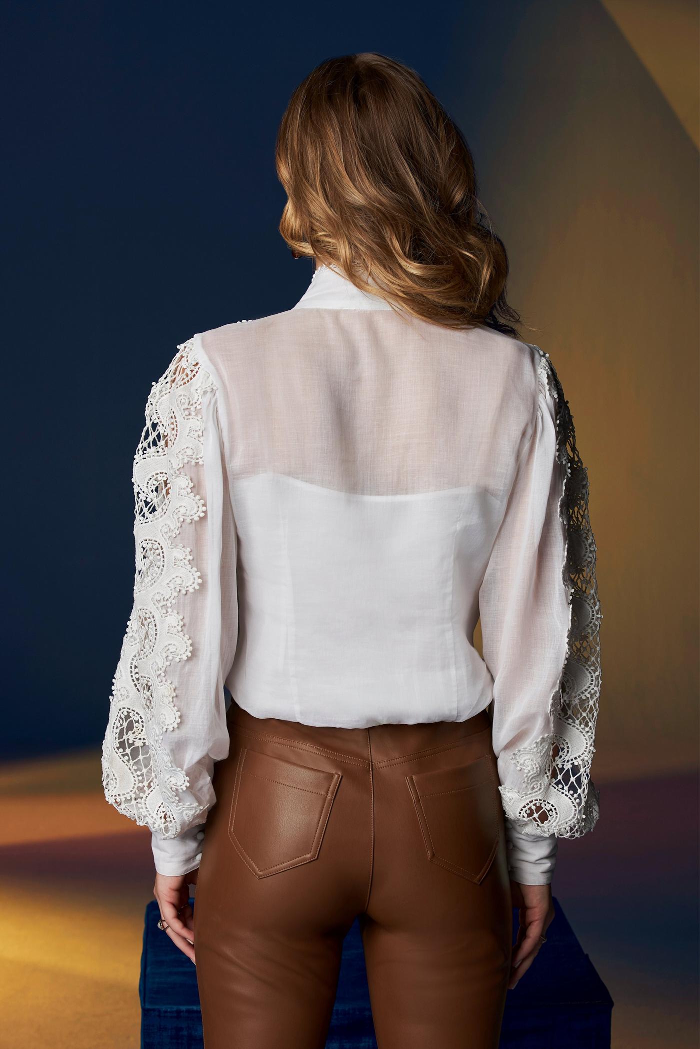 Proper Lace Inset Sleeve Drama - White | Boston Shirt