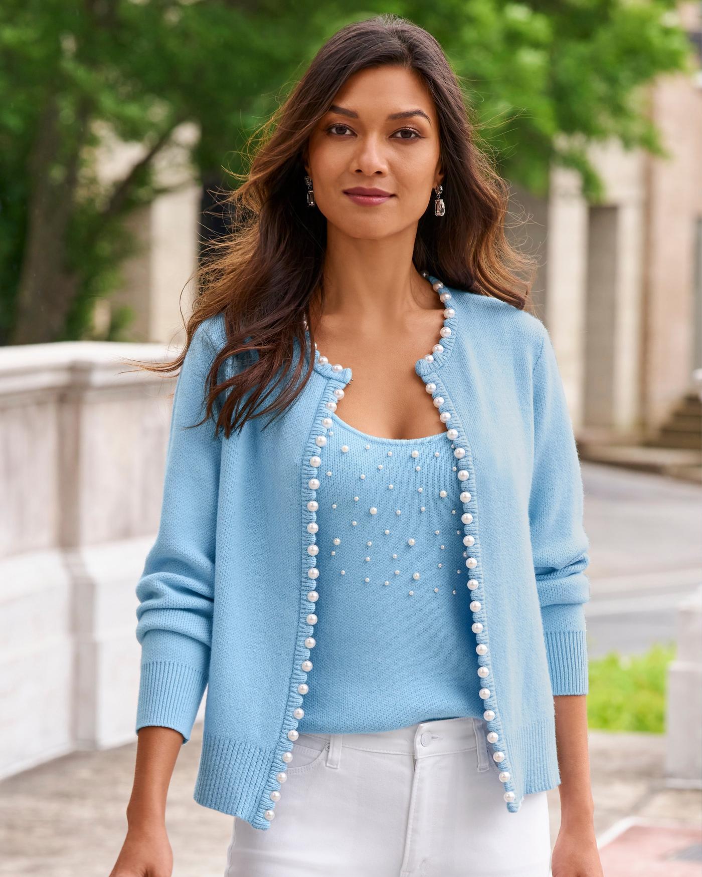 Blue lightweight outlet cardigan