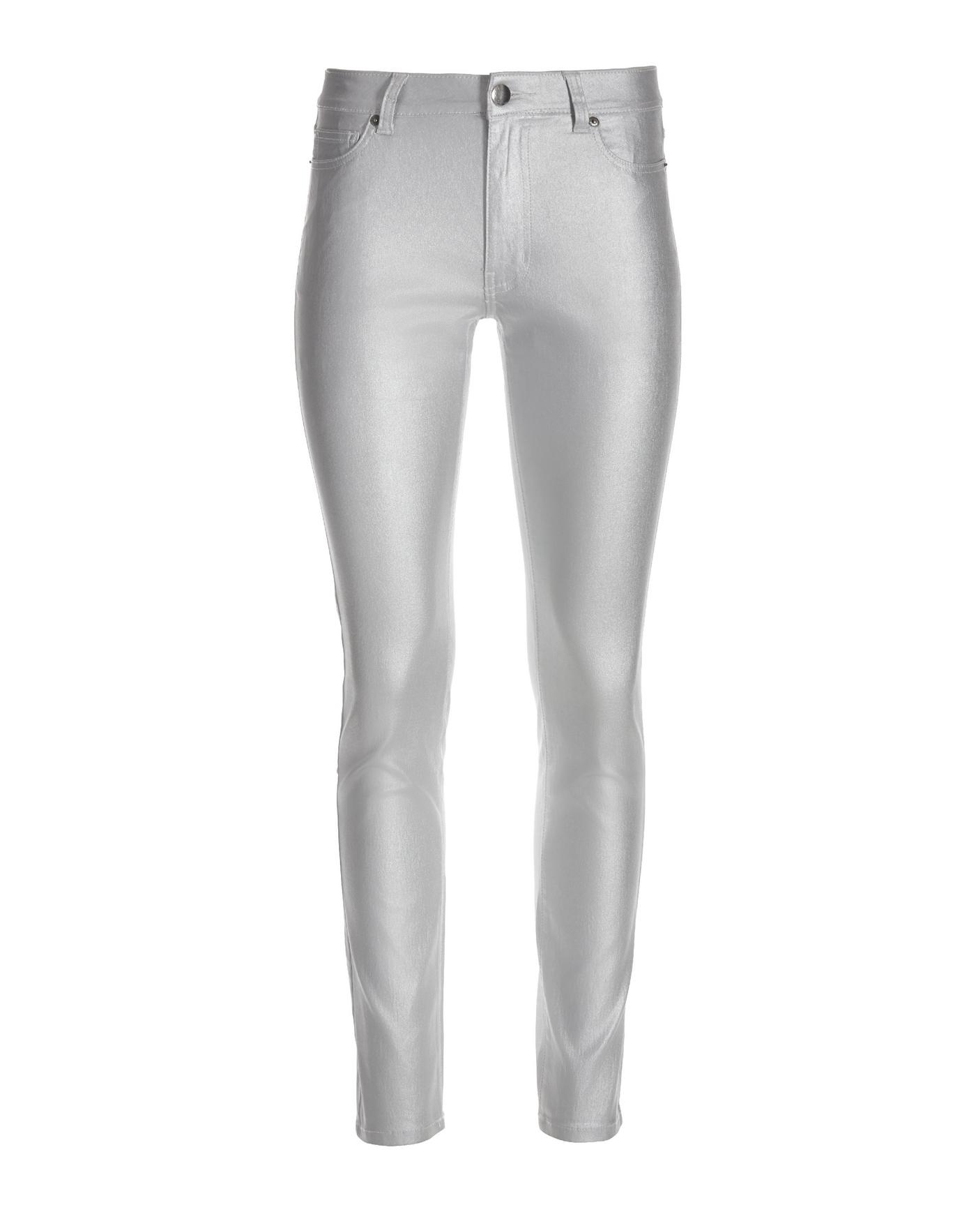 Metallic Coated Ankle Jean Silver