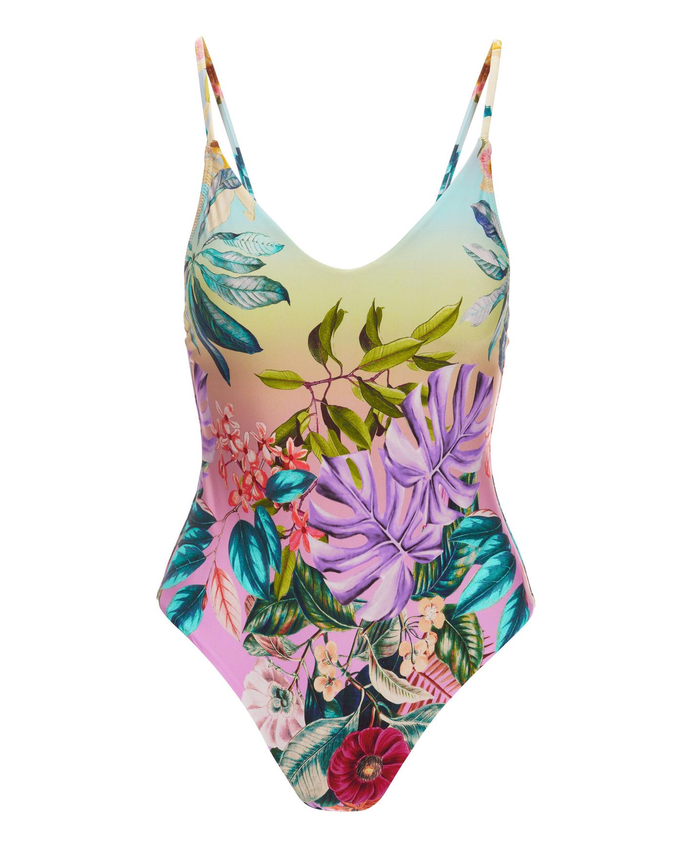 Thea Ribbed Cutout One Piece Swimsuit - Aurora