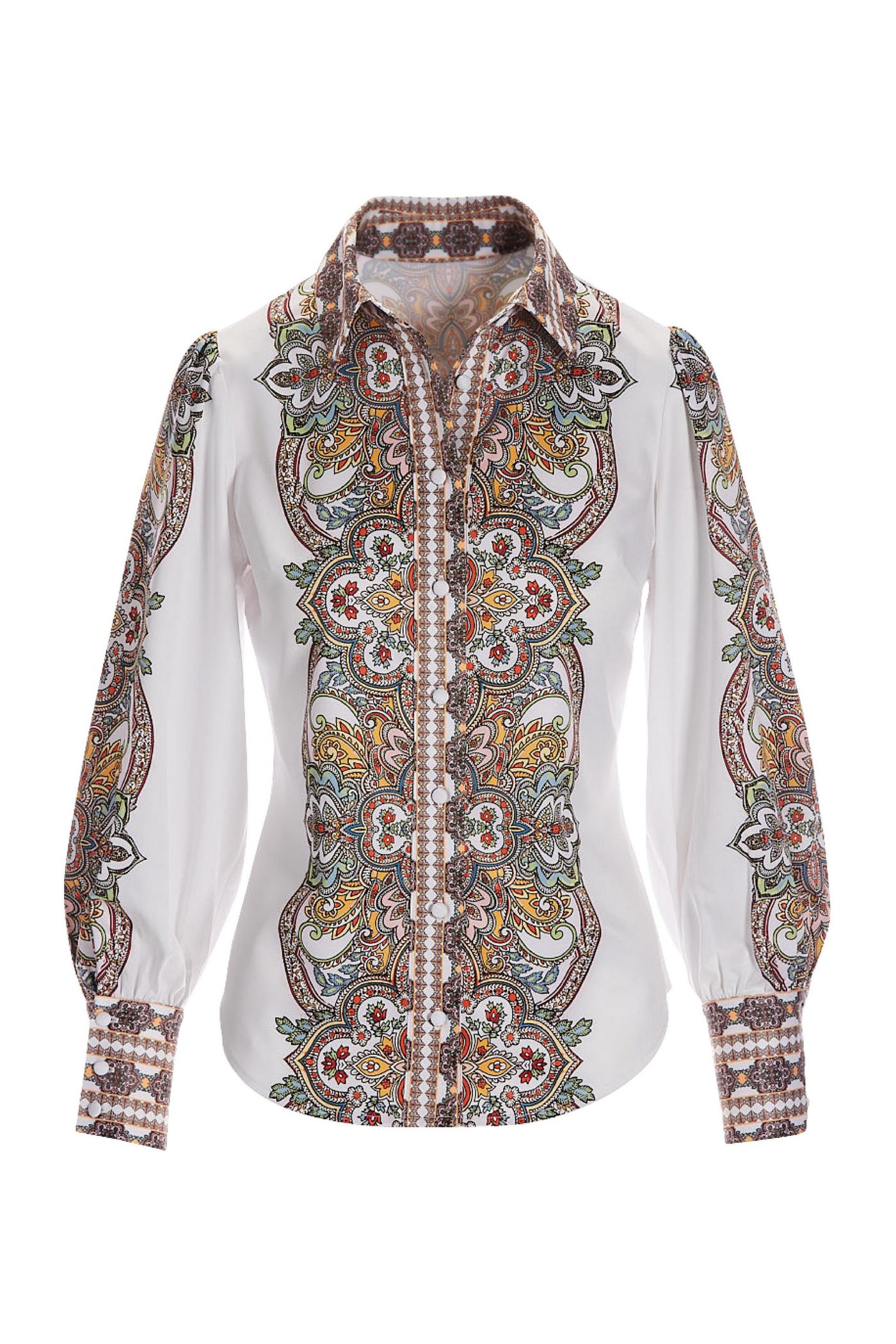 Paisley Print Victoria Chic Drama Sleeve Shirt Multi