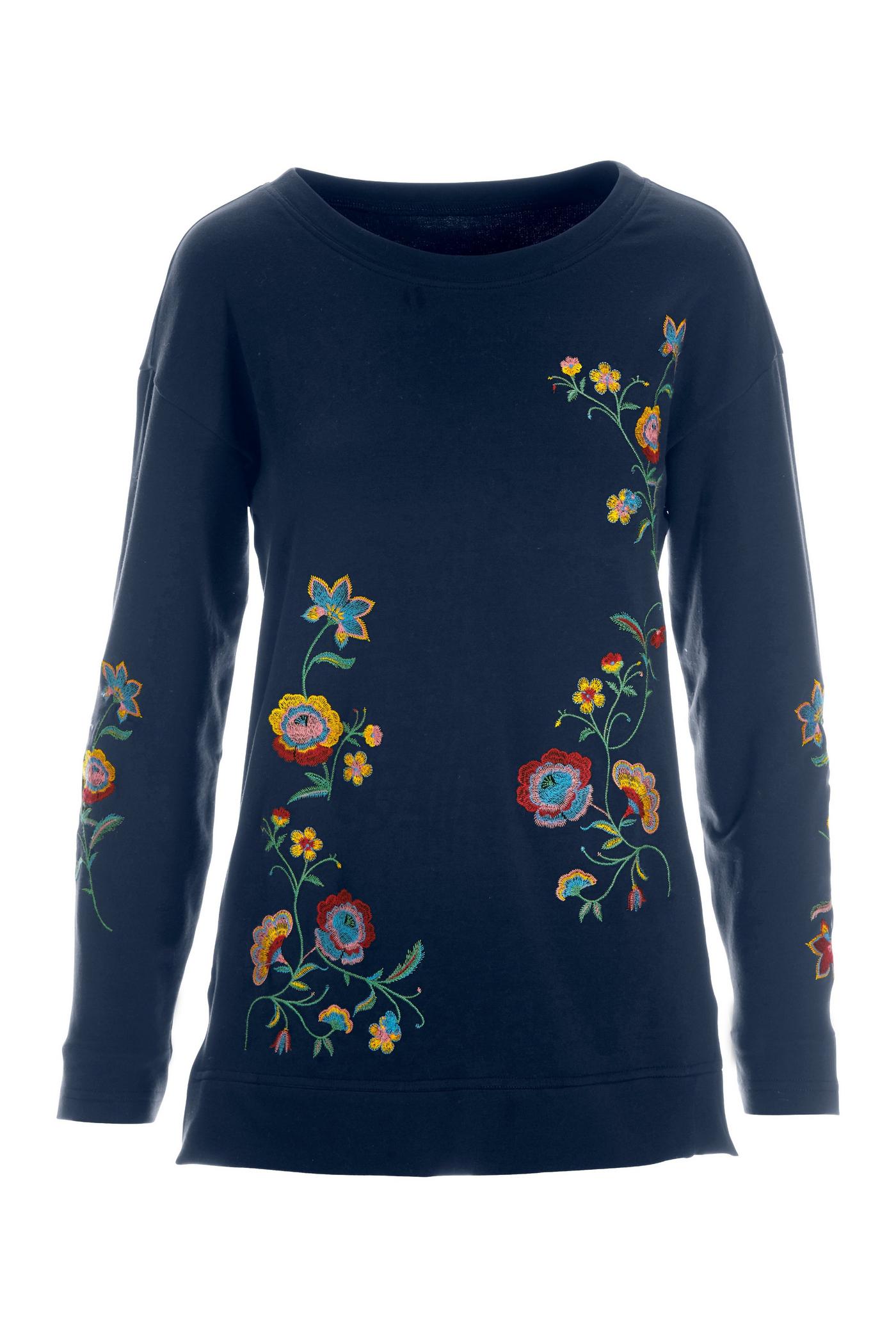 Embroidered Tunic Sweatshirt Navy Boston Proper