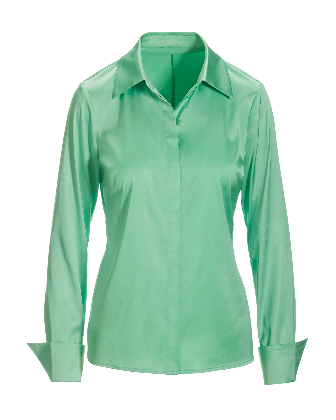 Sophia Button-Up Charmeuse Blouse - Mint Green | Boston Proper