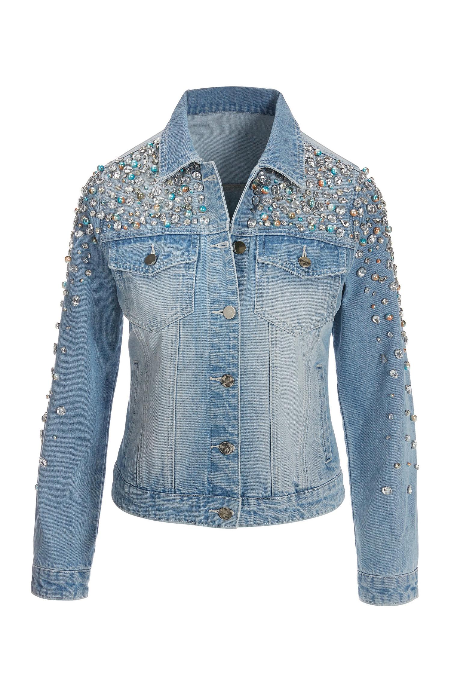 Denim Jean jacket with rhinestones - Jackets & Blazers