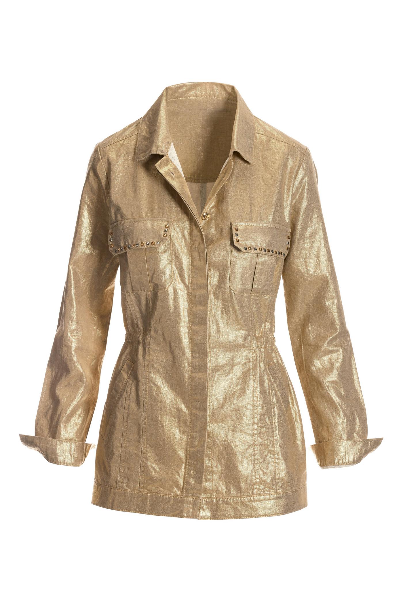 Metallic Brushed Linen Utility Jacket Neutral