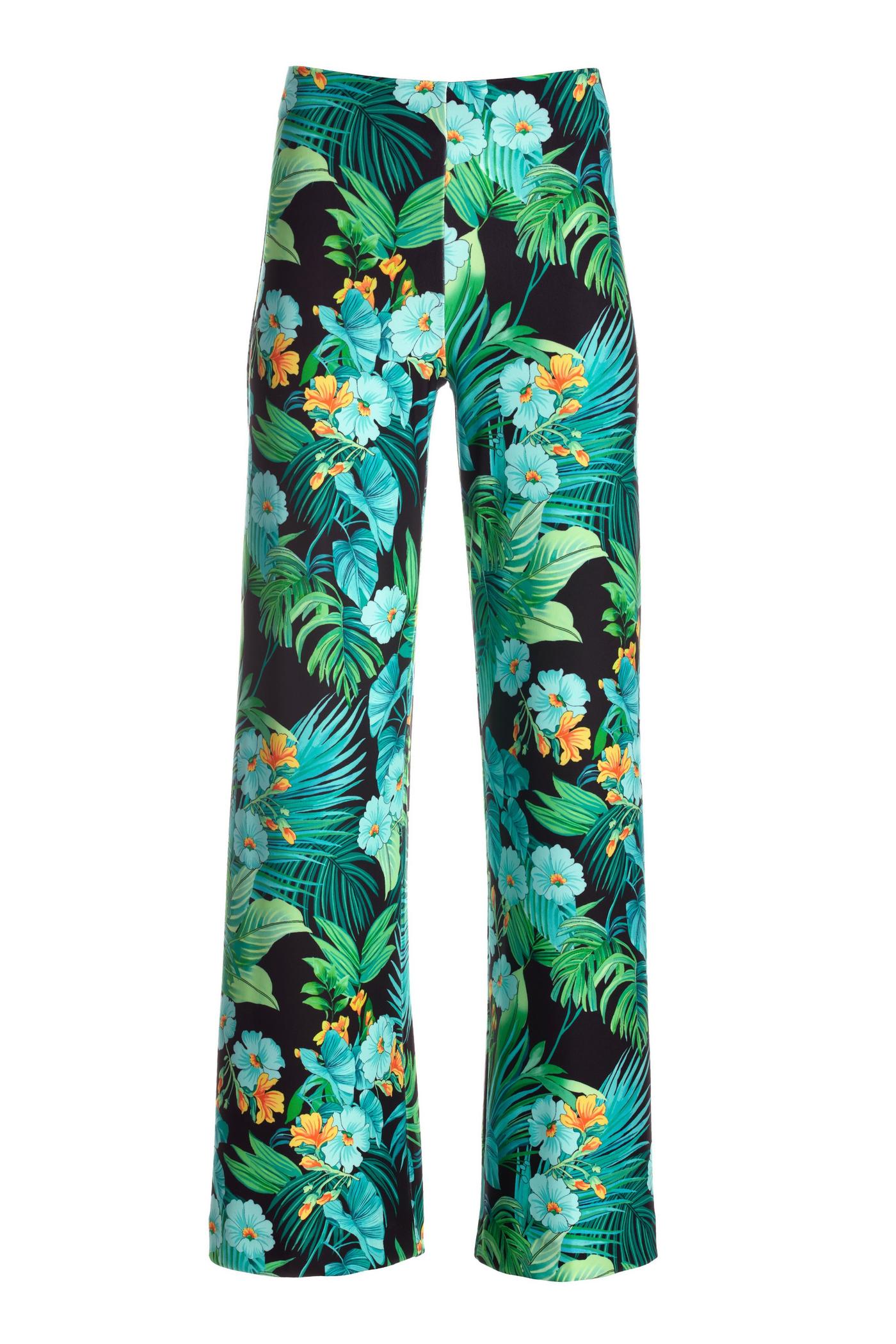 Beyond Travel Tropical Printed High Rise Palazzo Pant - Green Multicolor