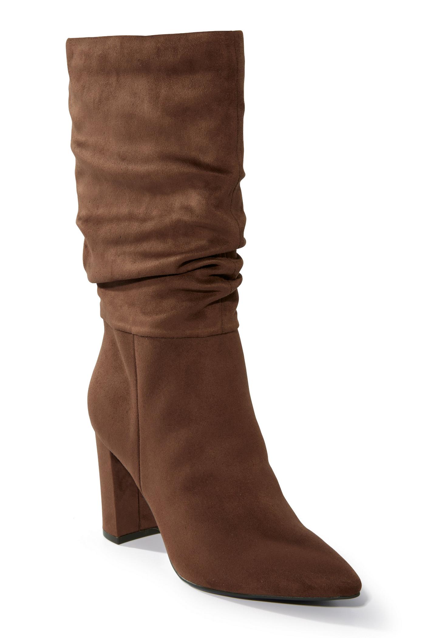 brown leather slouch boots