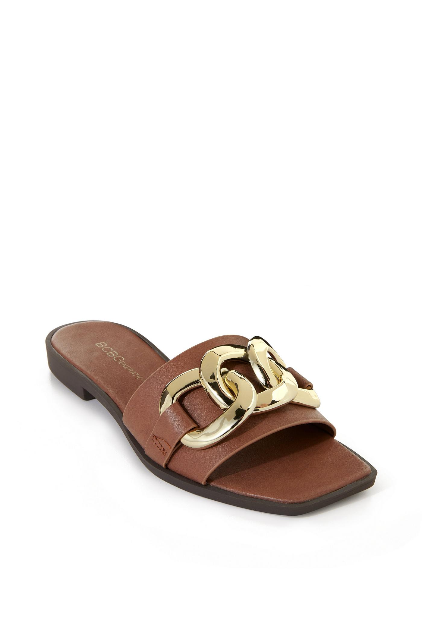 Cognac slide sandals hot sale