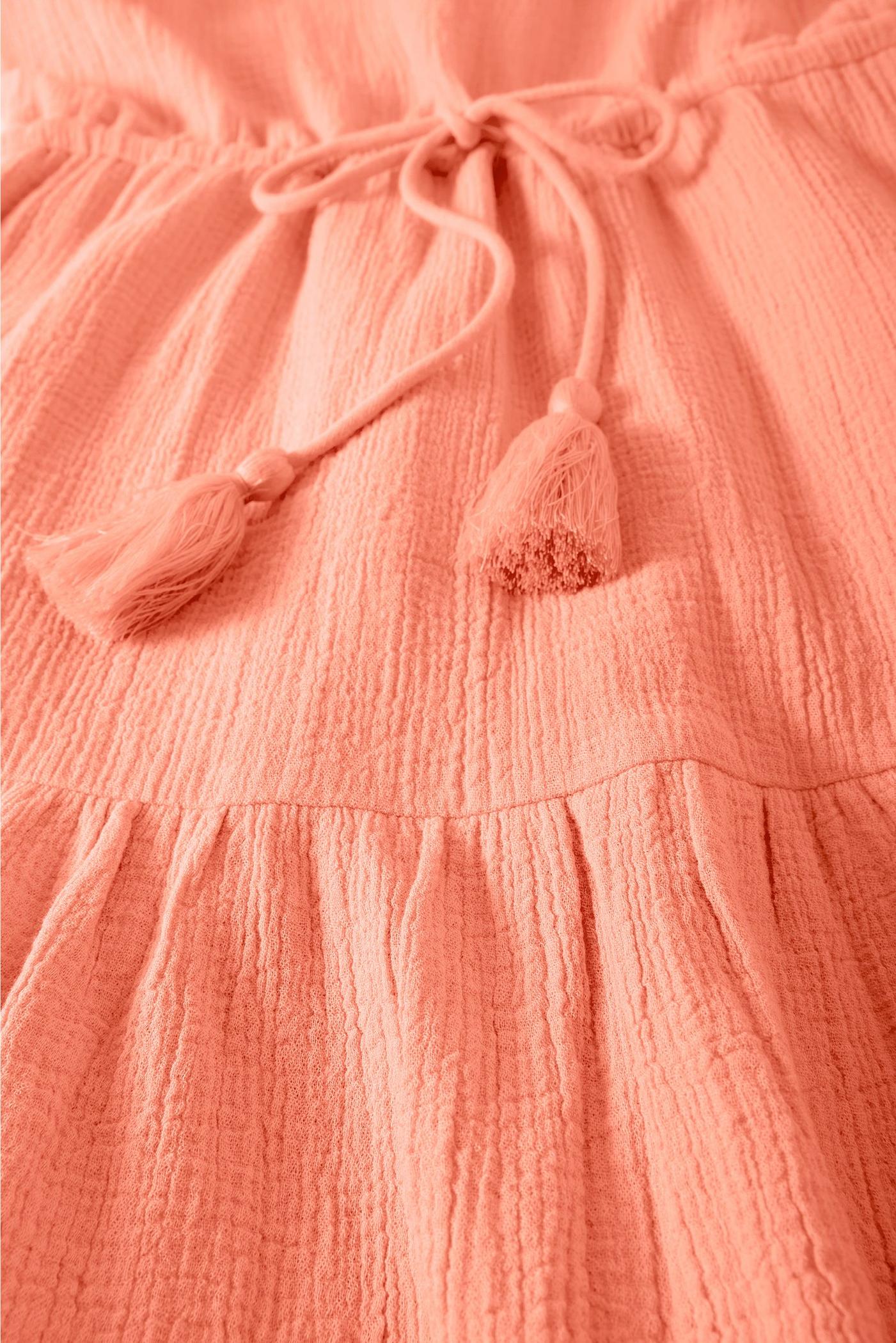 Tiered Sleeveless Short Gauze Dress Pink
