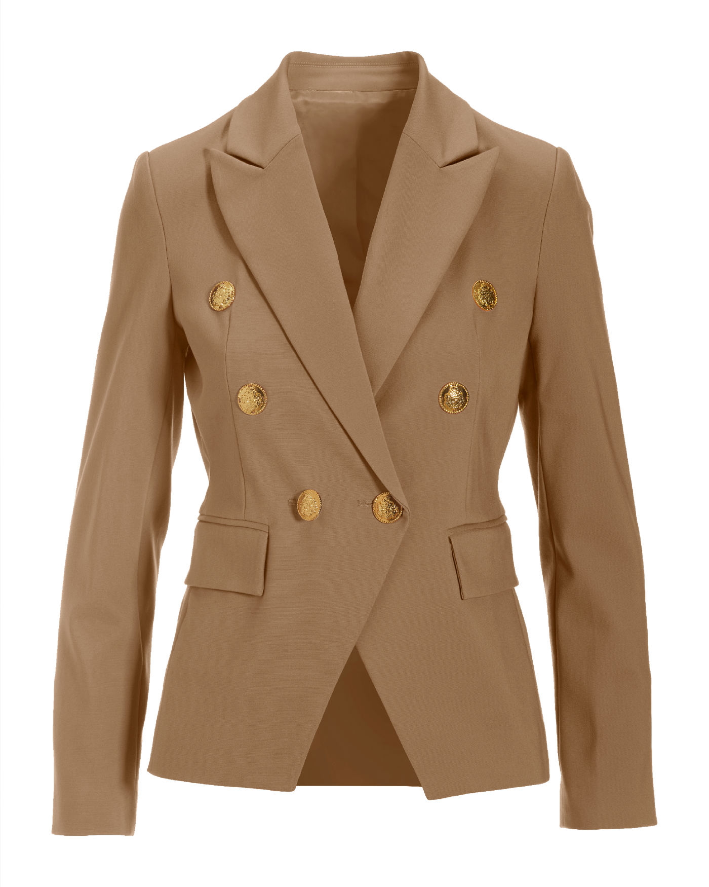 Camel double crepe blazer with one button