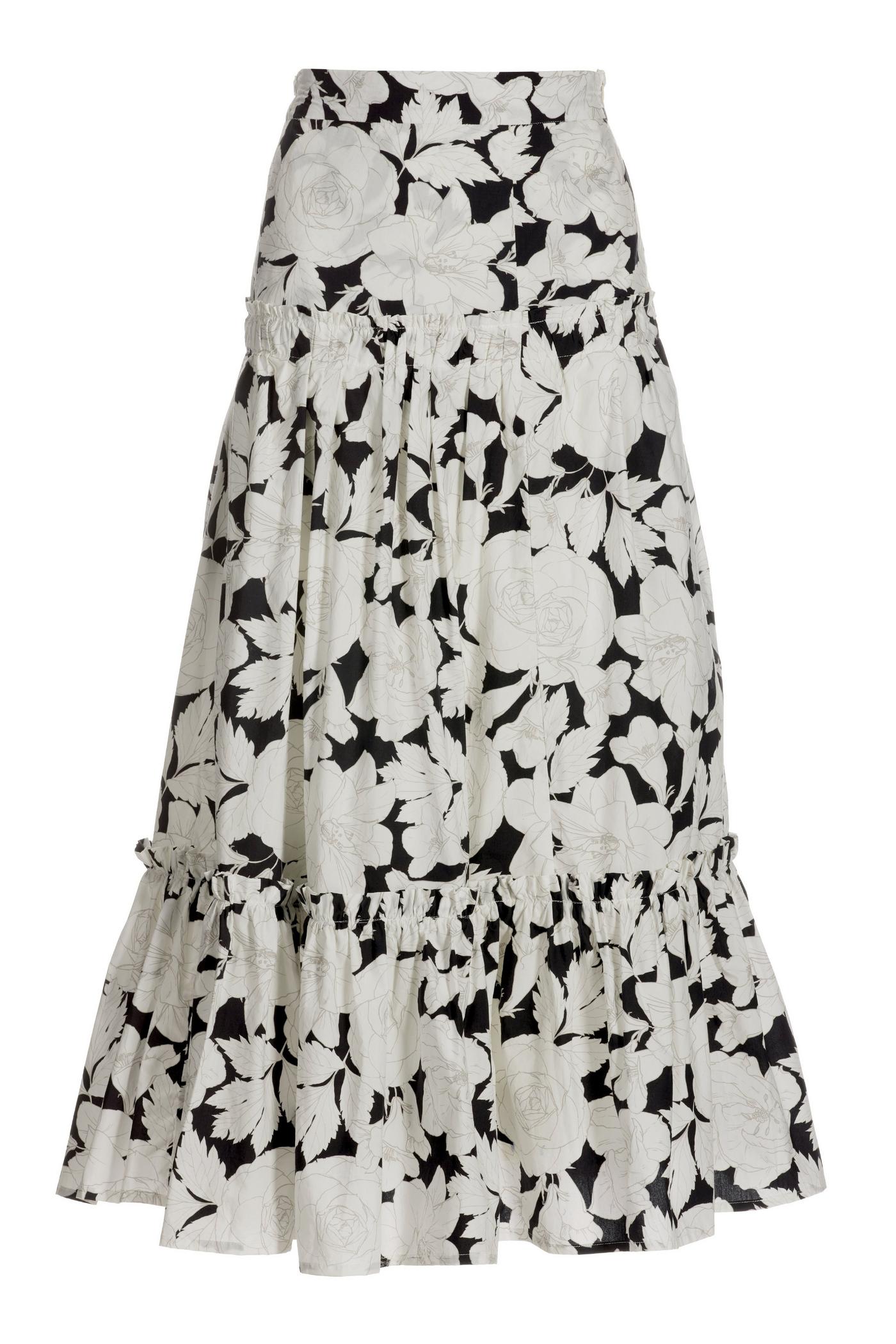 Floral maxi skirt black and white hotsell