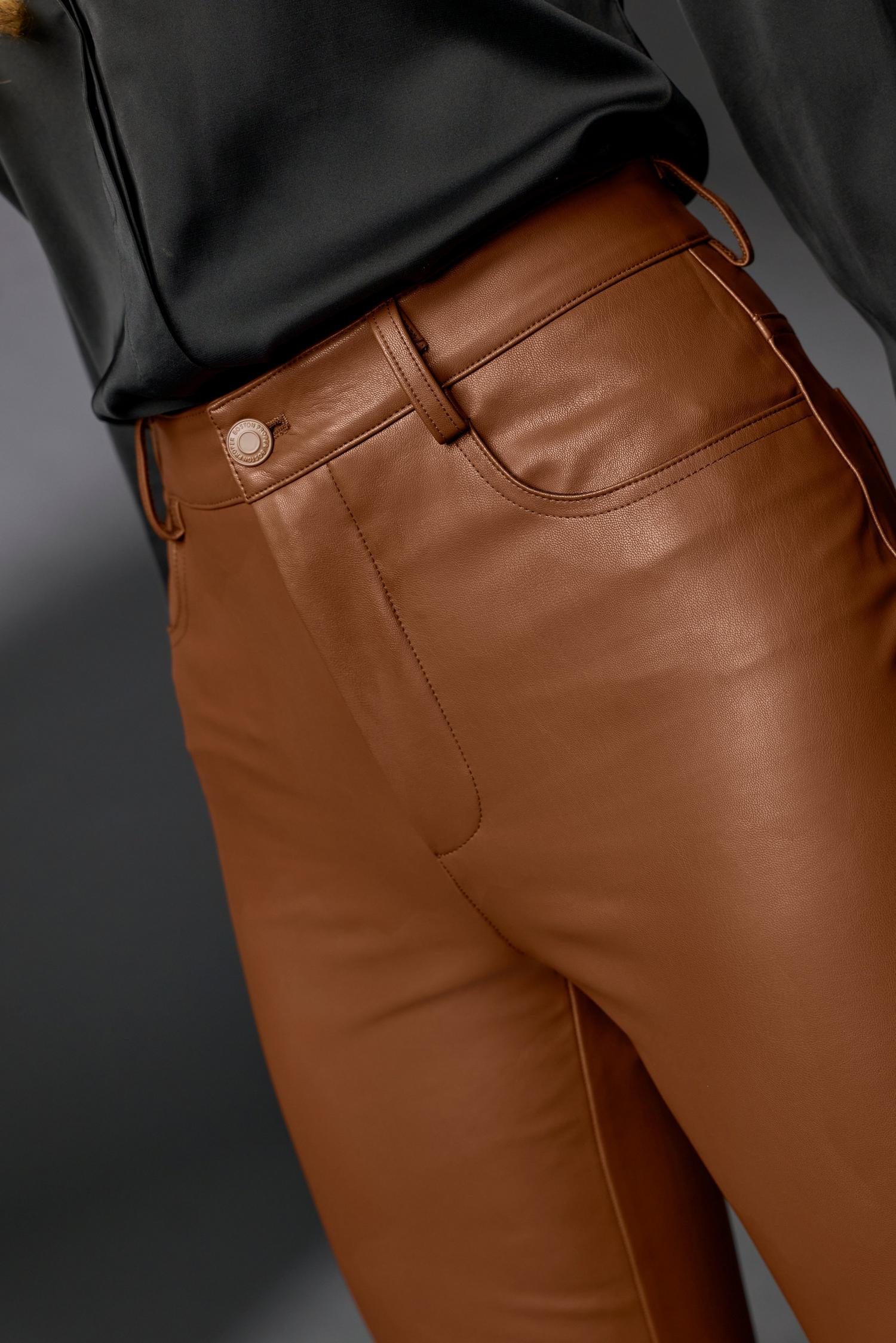 Monterey Faux Leather 5 Pocket Bootcut Pant - Cognac | Boston Proper