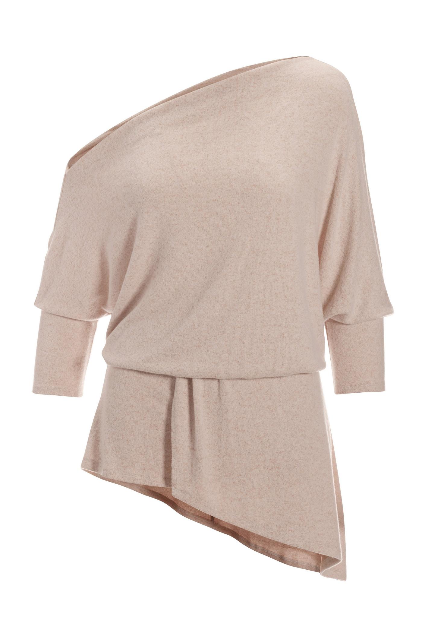 So Soft Asymmetrical Slouchy Tunic Top Oatmeal