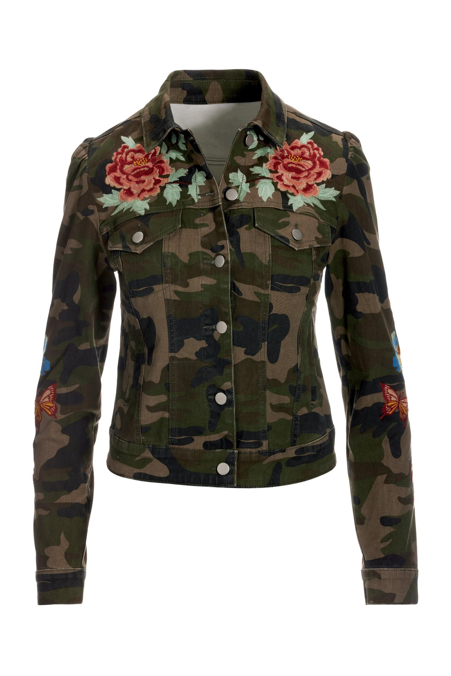 Floral Camo Print Trucker Jacket