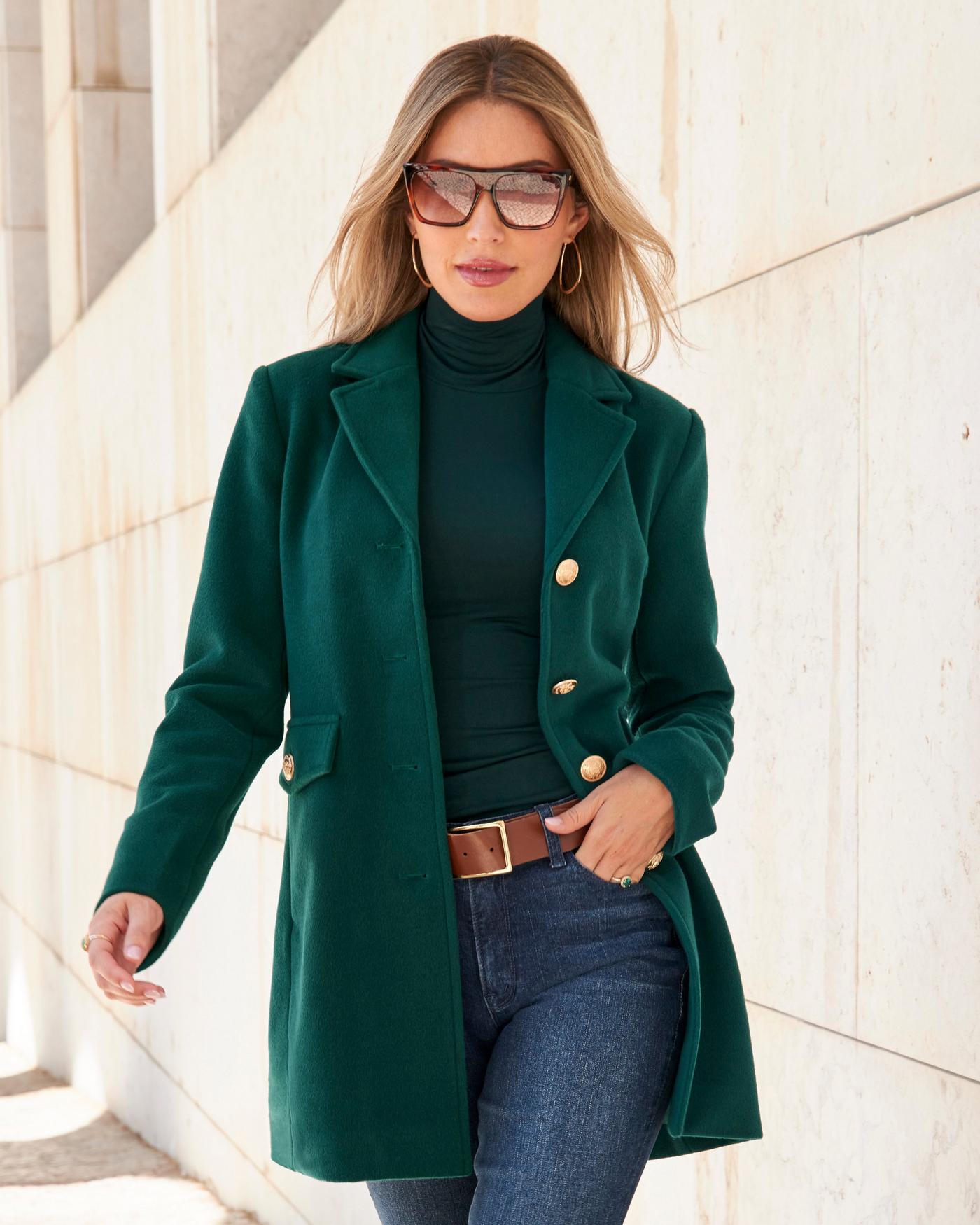 Emerald green wool on sale coat