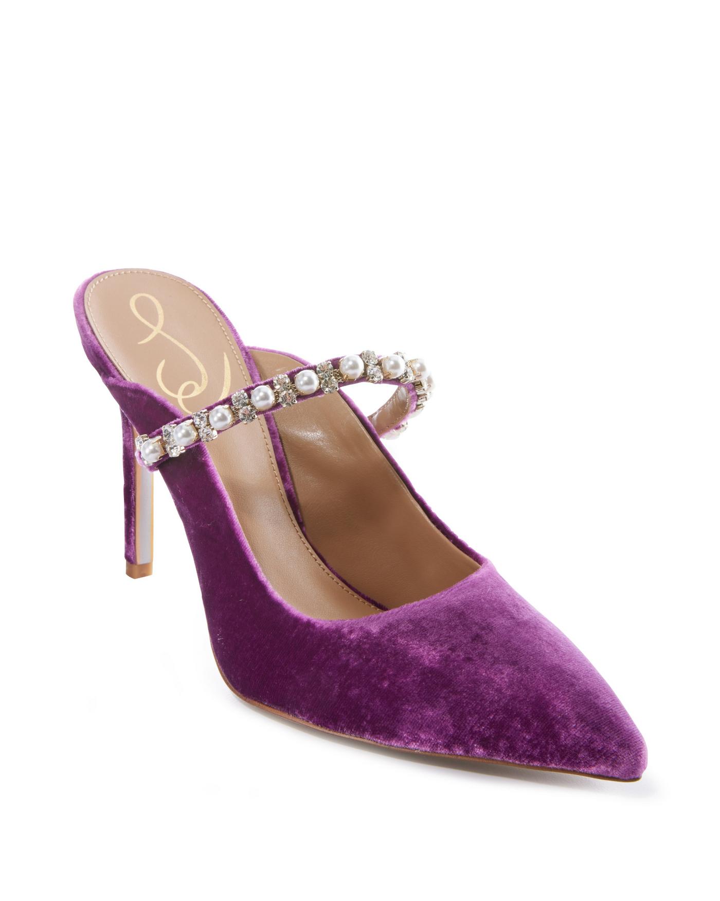 Velvet shops purple heels