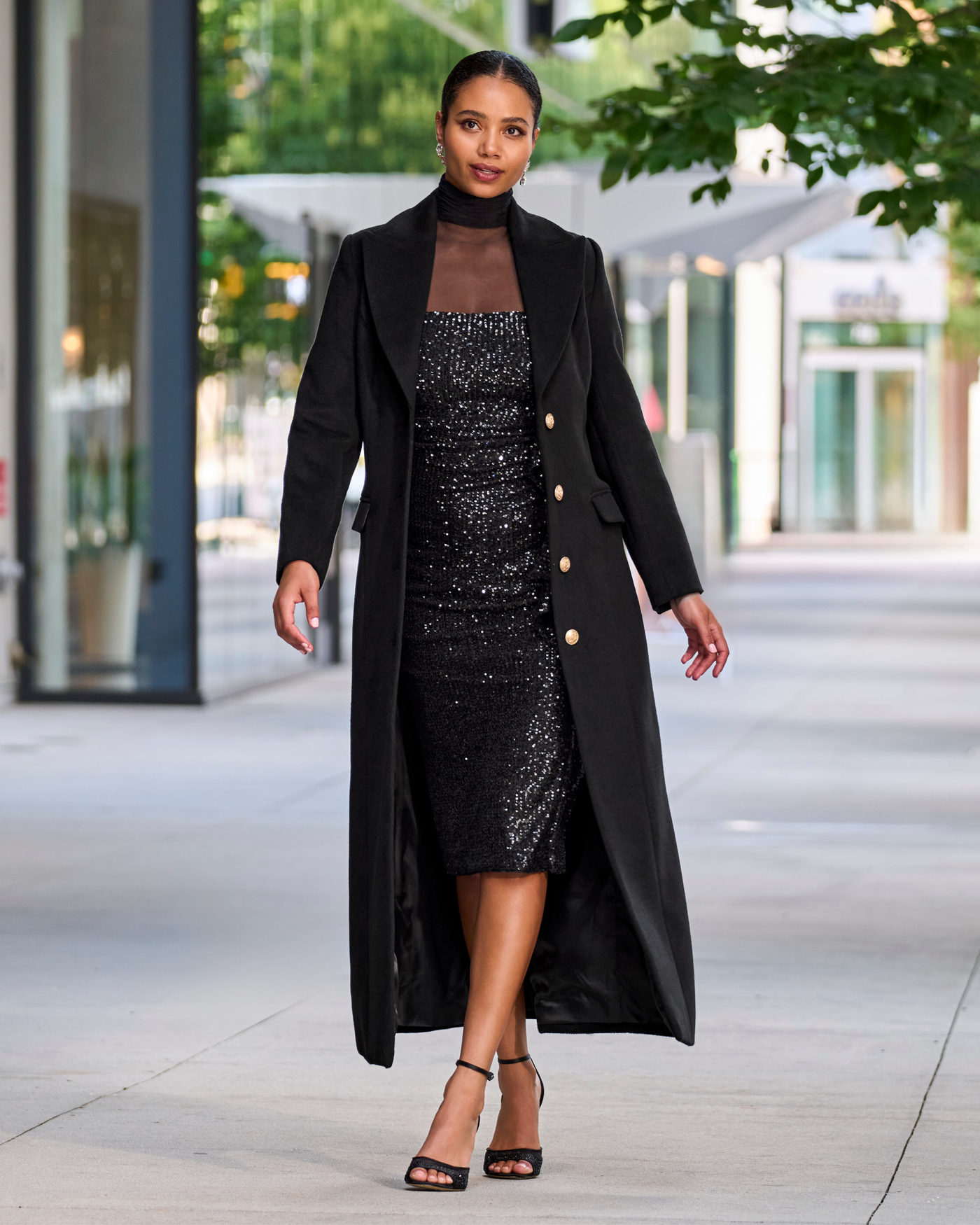 Full length 2025 black coat womens