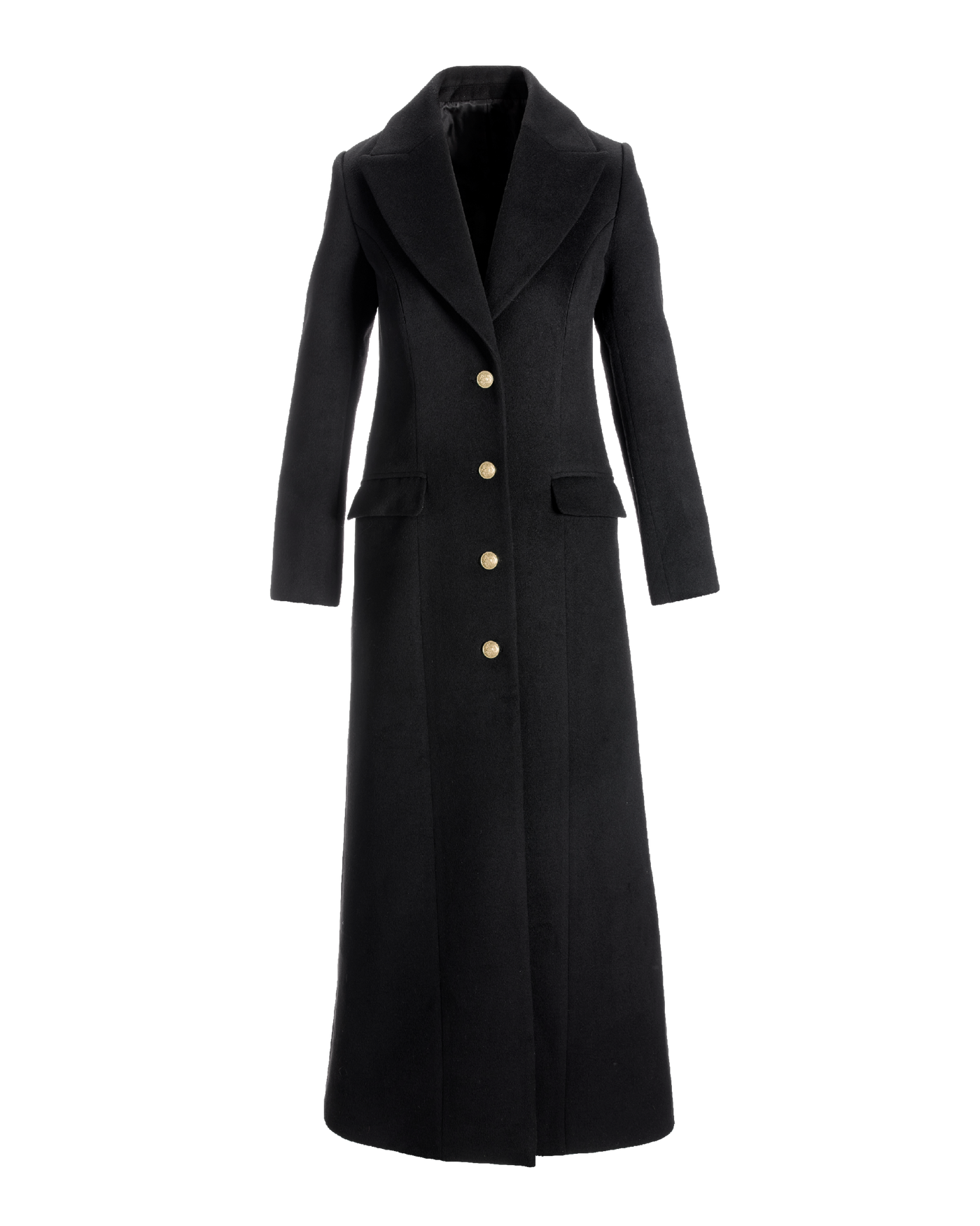 Long length black store coat