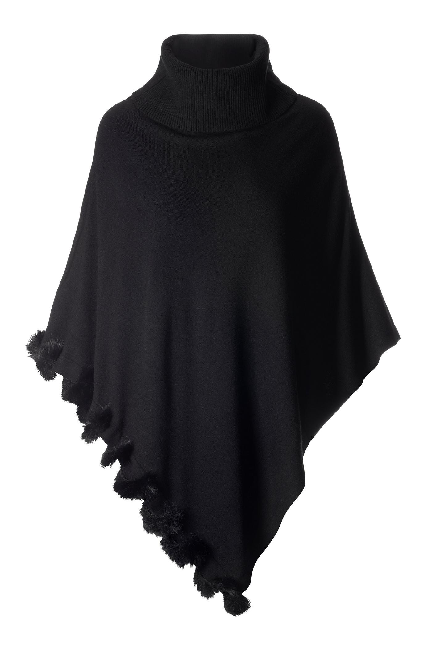 BOSS - Virgin-wool roll-neck poncho with logo trim