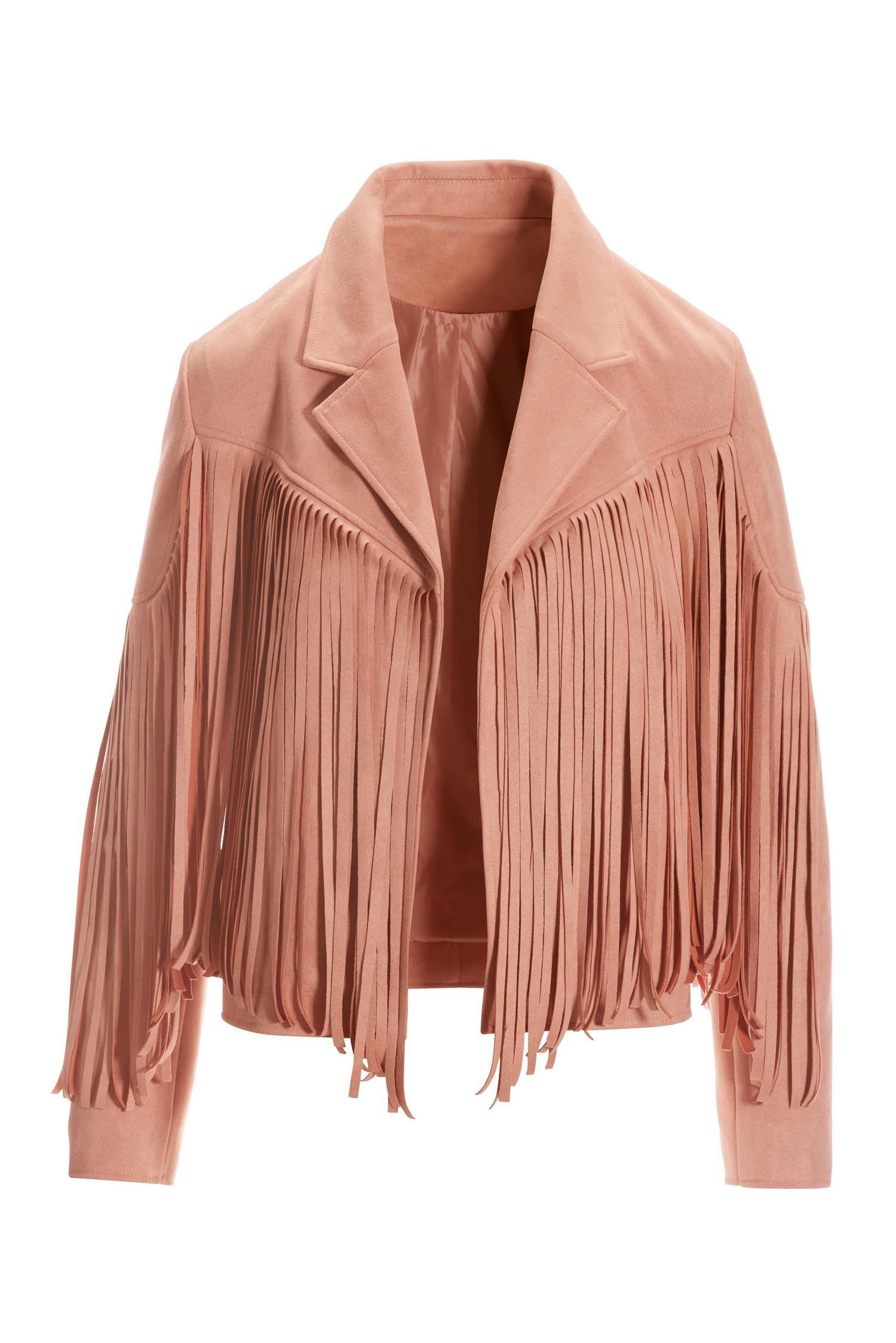Fiji tan - Boho luxe suede fringe shawl and leather jeackets