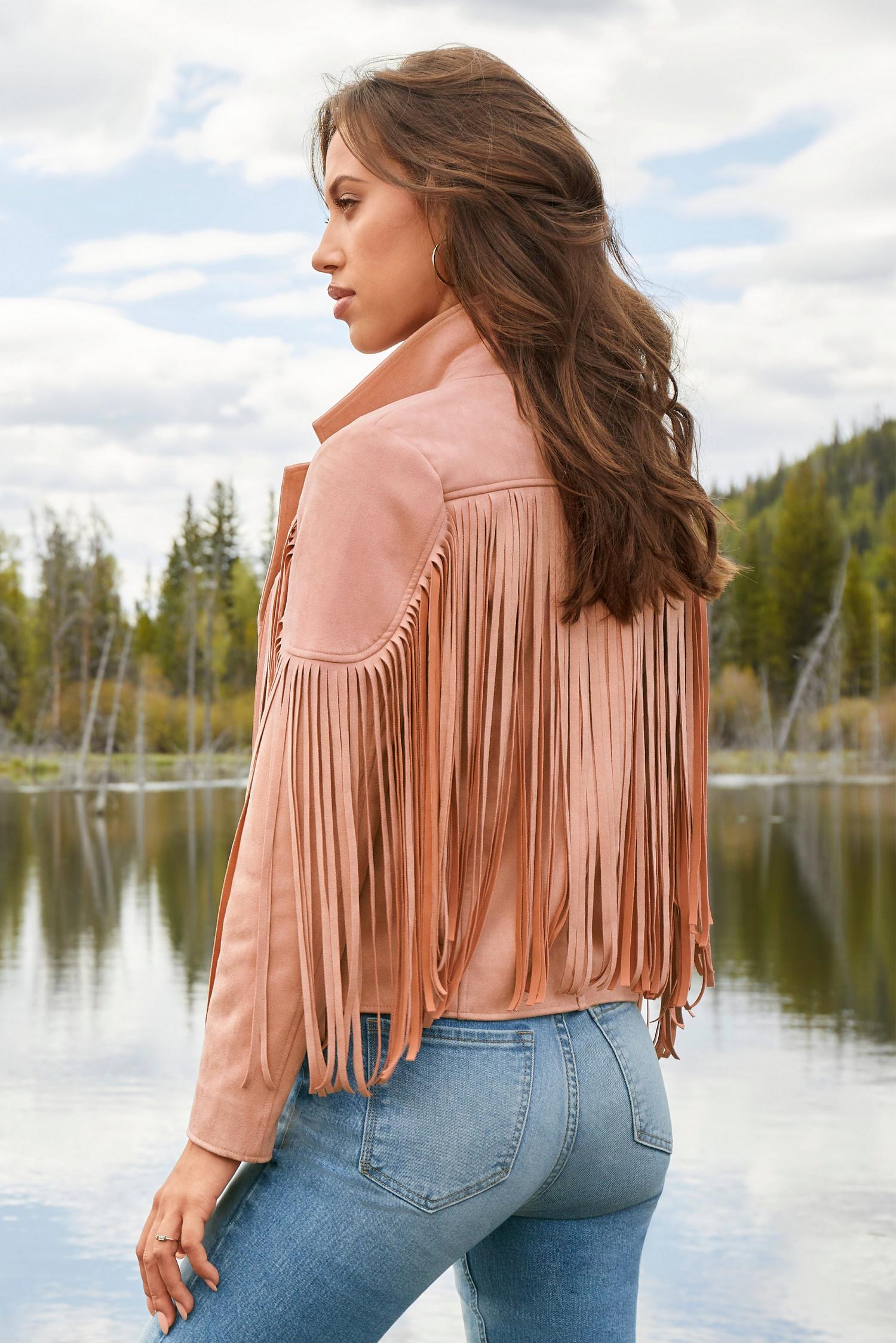 Kendra white - Boho luxe suede fringe shawl and leather jeackets