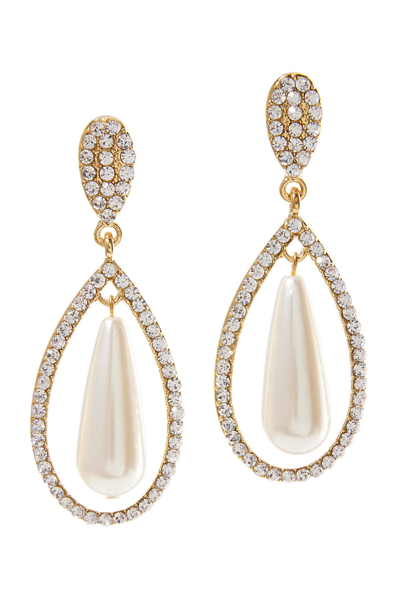 Gold crystal hot sale teardrop earrings