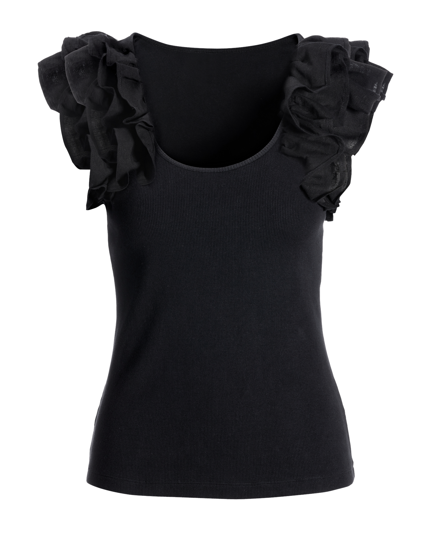 Black best sale ruffle top