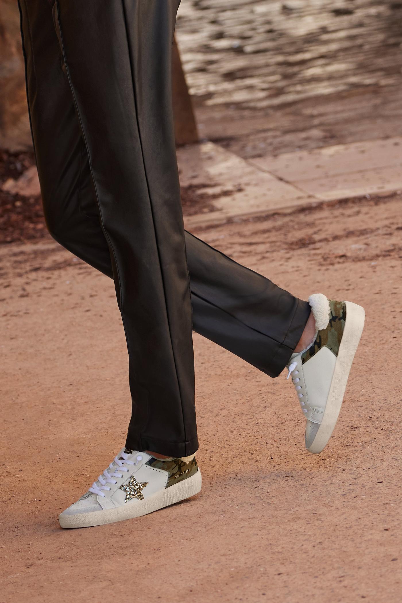 Camo And Faux Fur Sneaker - White Multicolor | Boston Proper