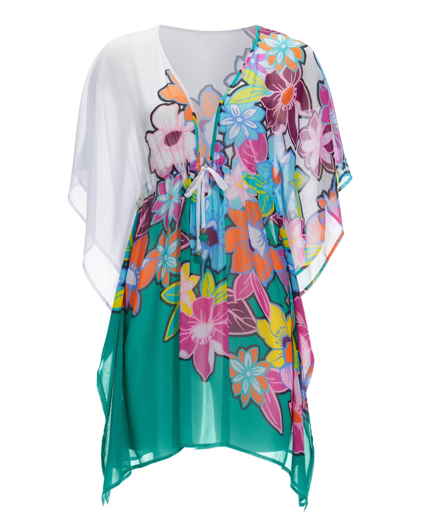 Bright Floral Chiffon Caftan - Multicolor