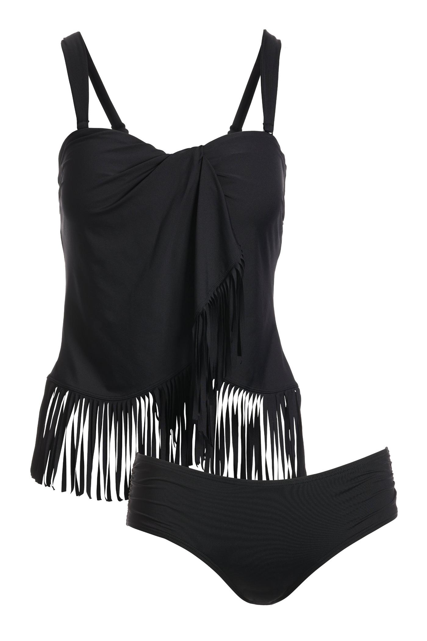 Black Flattering A-Line Tankini Top - Sunnyside Swimwear