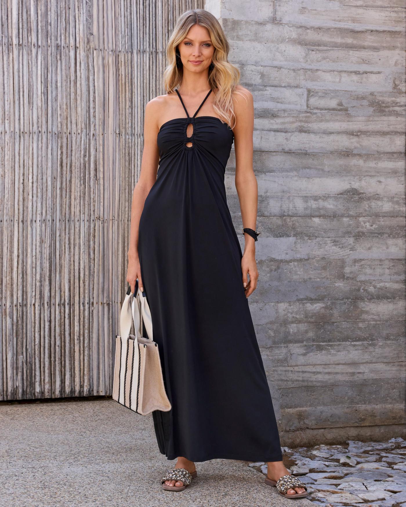 Long halter maxi dress best sale