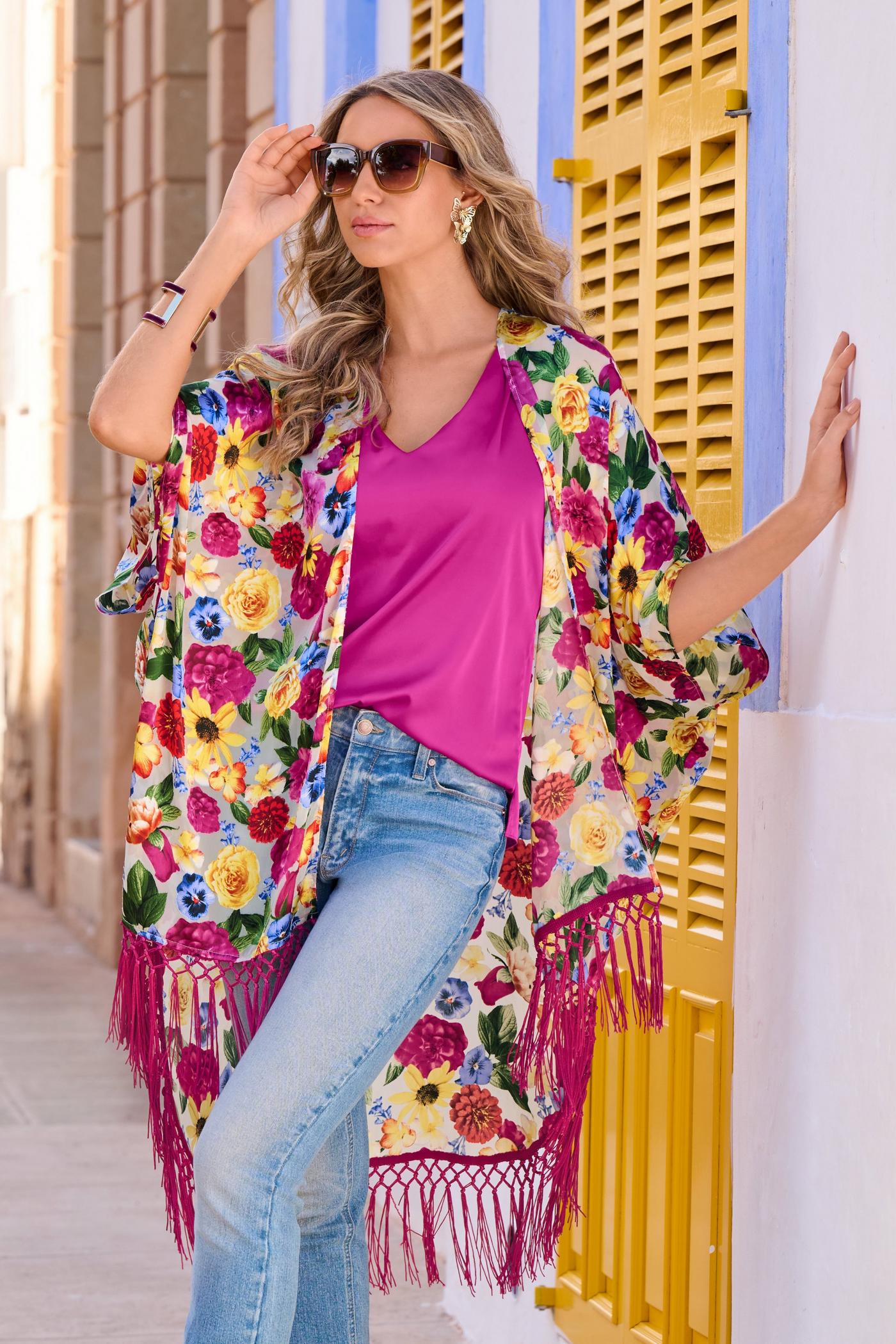 Fringe colorful clearance jacket