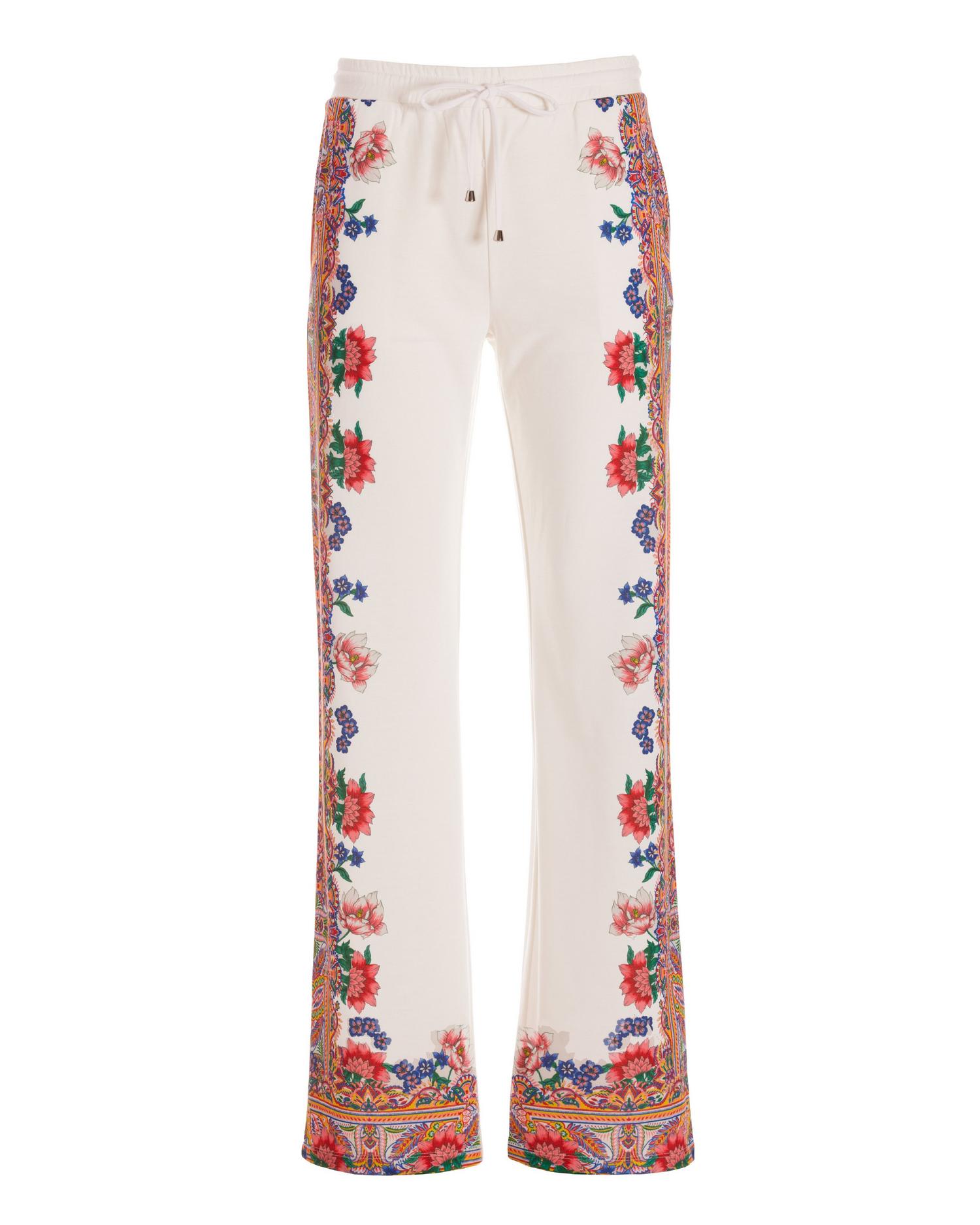 Paisley Print French Terry Wide Leg Pant Ivory - Multicolor
