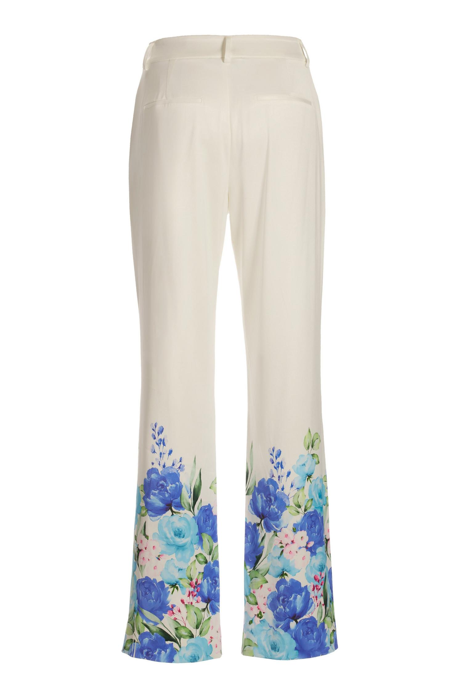 Garden Fete Floral Print Trouser - White/Blue Multicolor | Boston