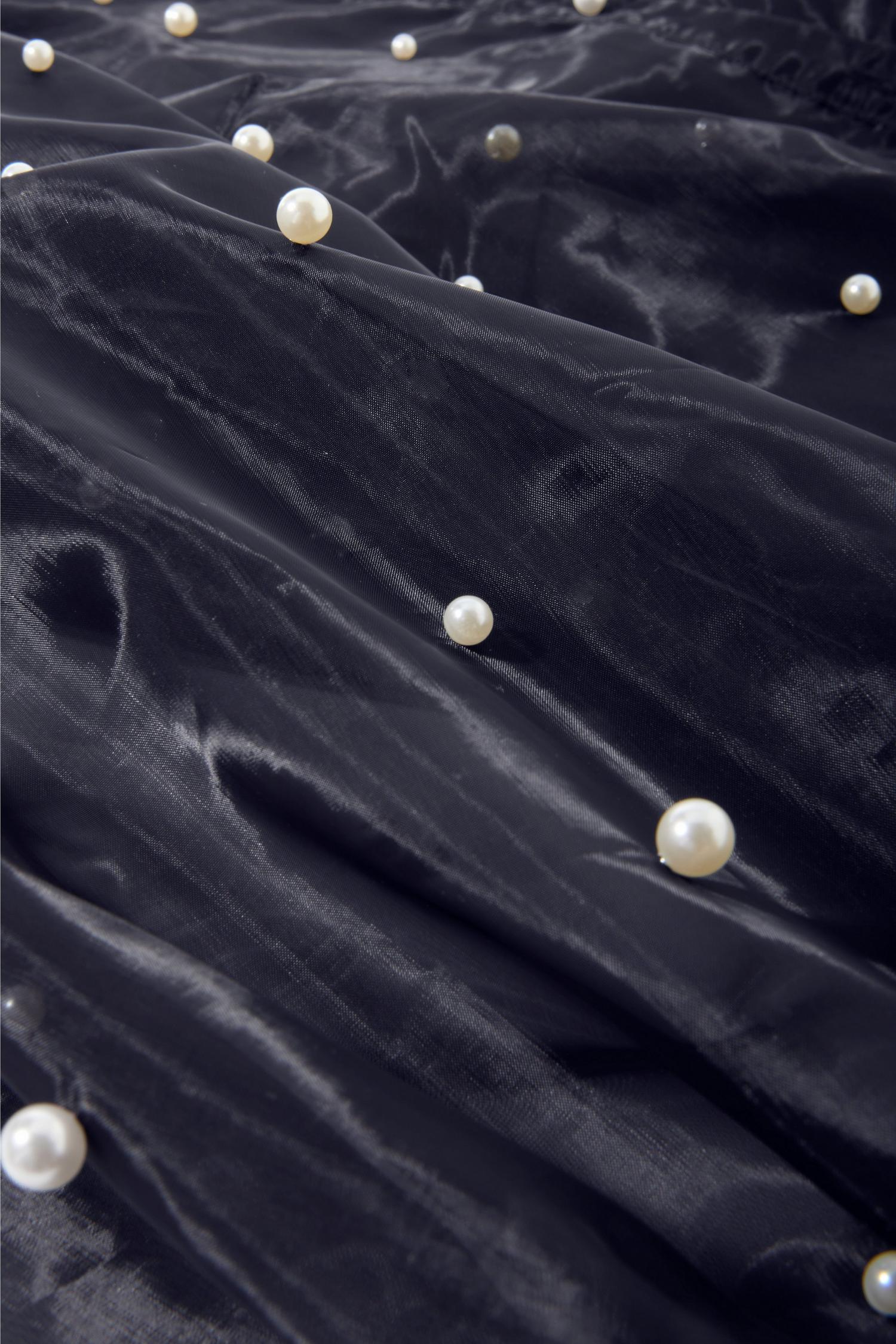 Black Velvet Top - Pearl Detail